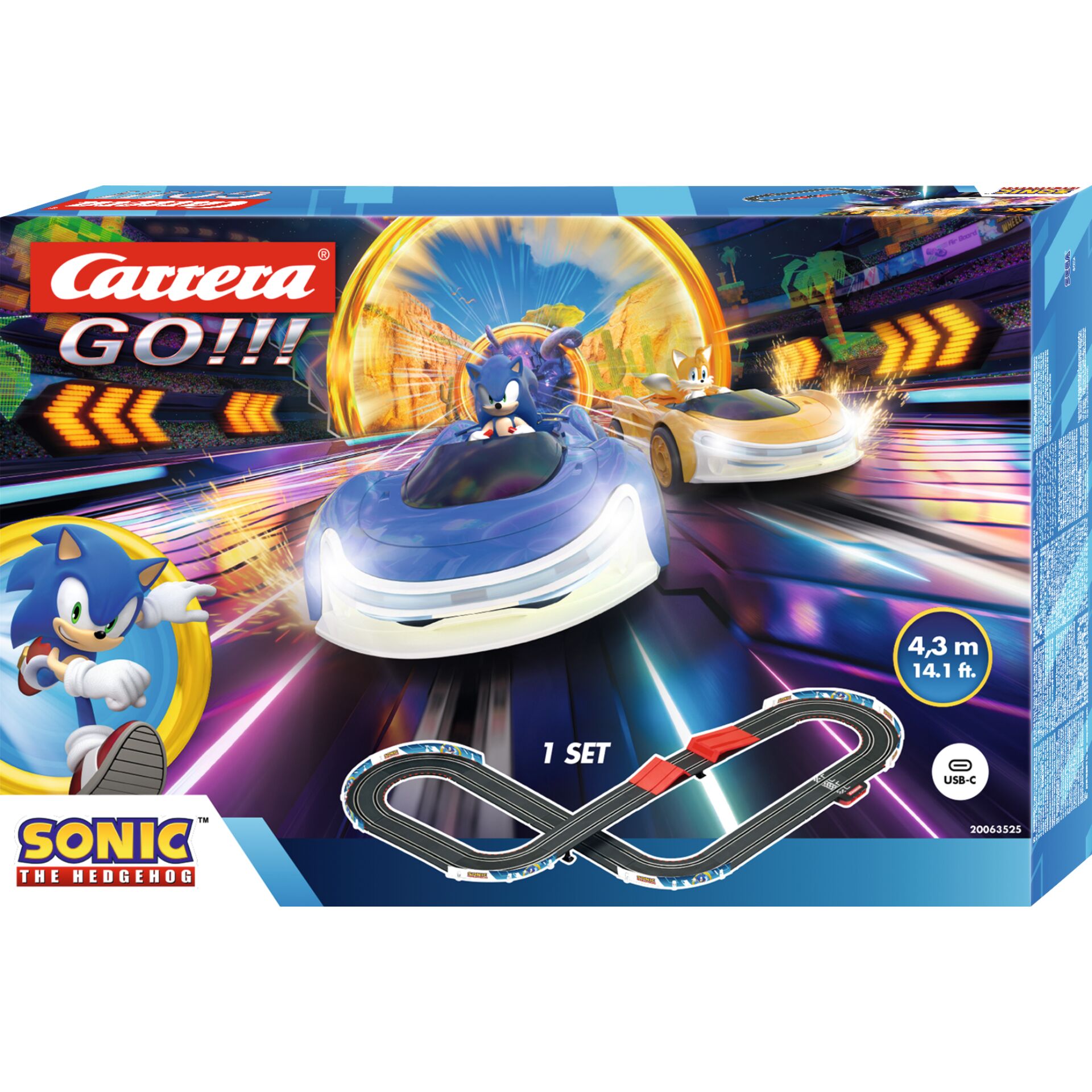 Rennbahn, Spielset, Sonic, Gokart, USB-C