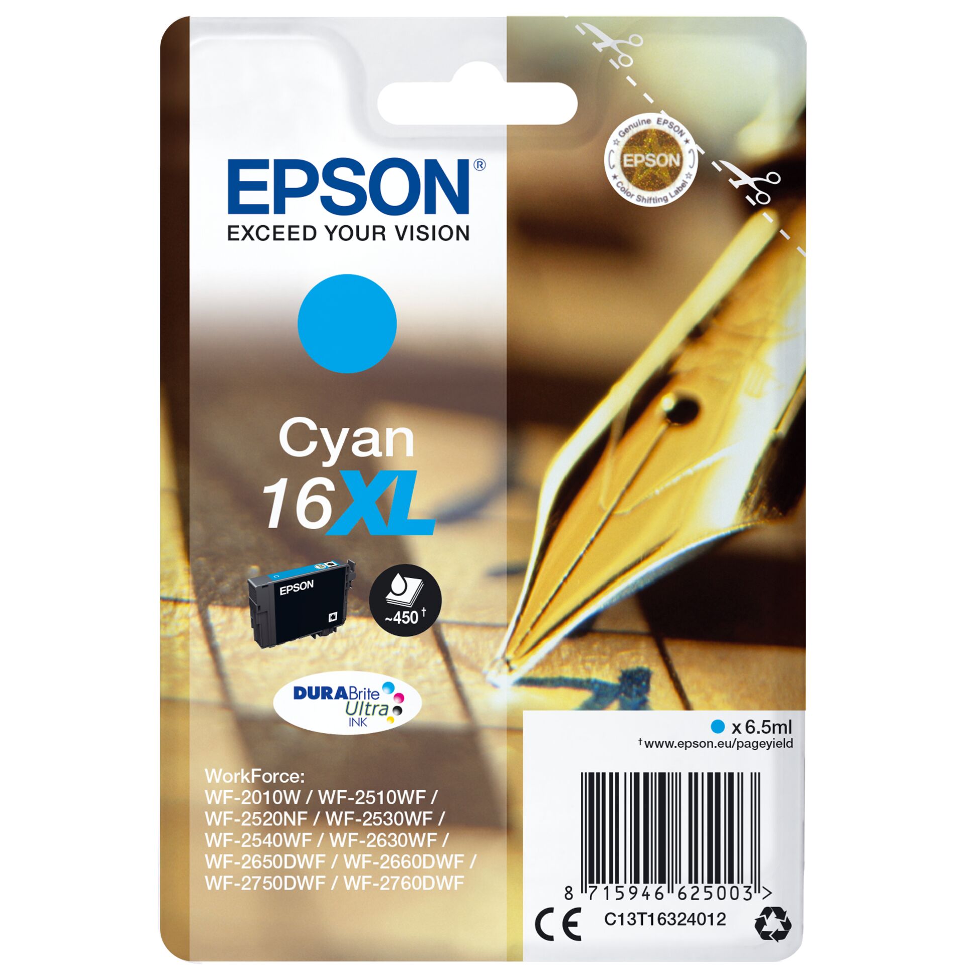 Epson ink cartridge XL cyan  DURABrite Ultra T 163     T 1632