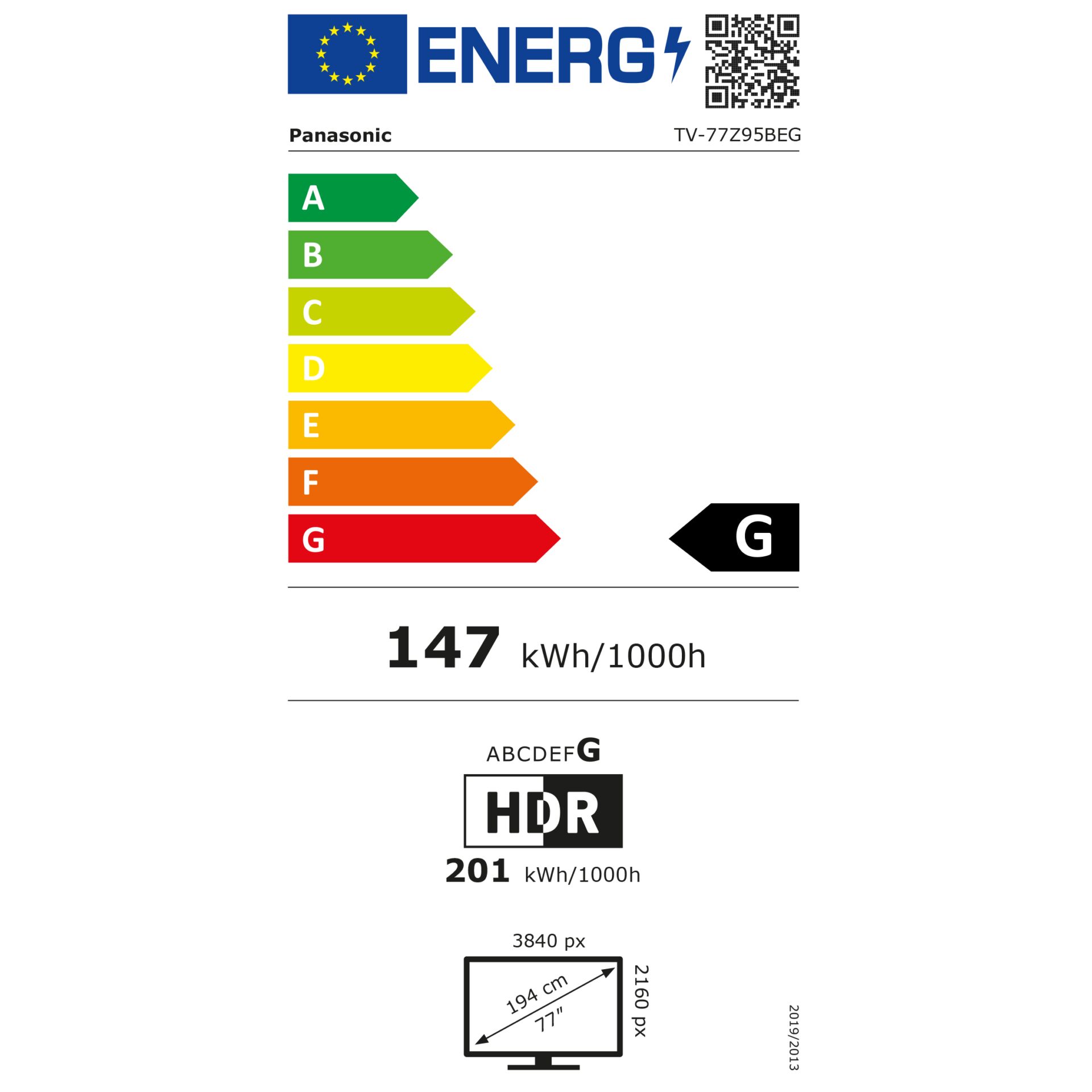 Energy-Labels, kWh pro 1000h, HDR, 3840 px, 194 cm
