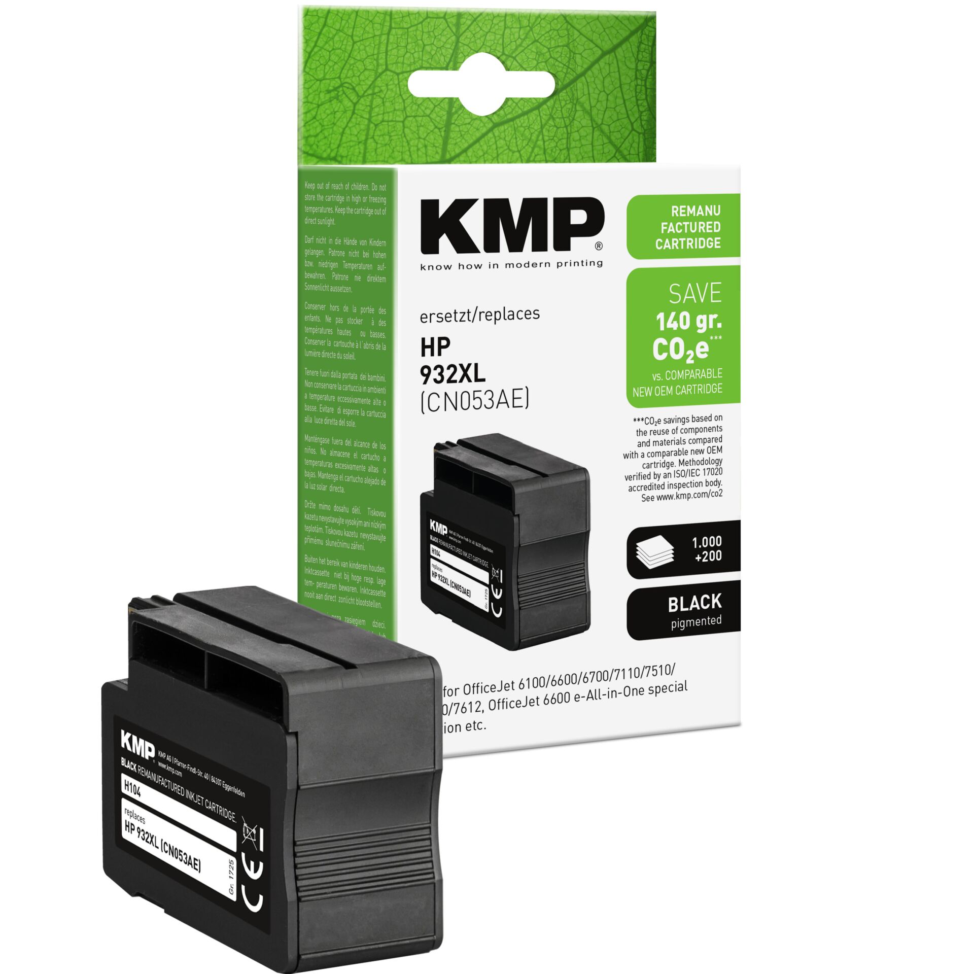 Adapter, Elektronik, Computer-Ausrüstung, Computerausrüstung, QR-Code, Tintenpatrone, HP 932XL, Schwarzpigment, KMP, Nachfüllbar