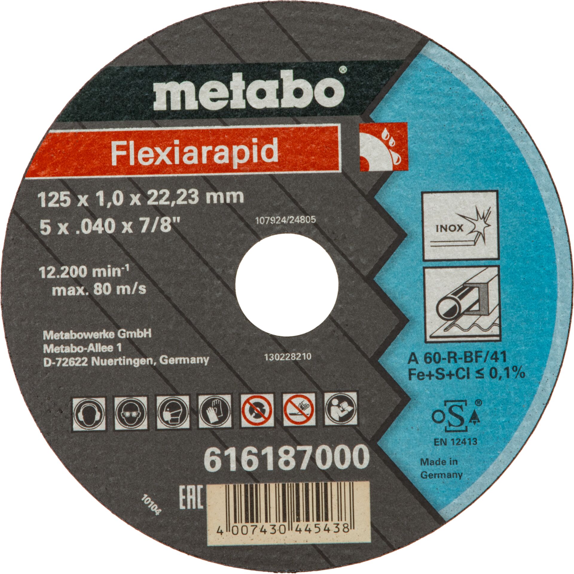 Disk, Dvd, Trennscheibe, Metalltrennscheibe, 125 mm, 1 mm Stärke, Edelstahl geeignet