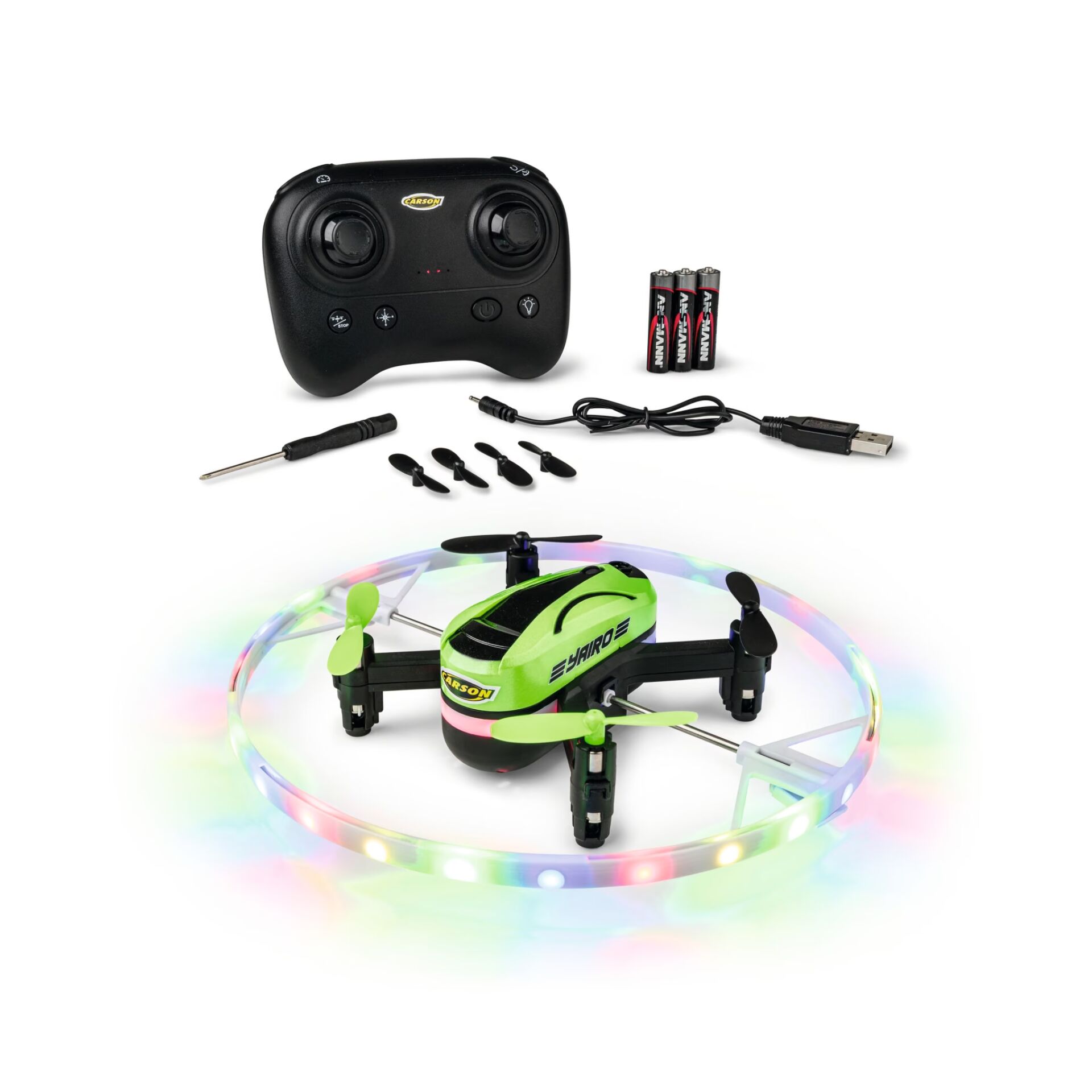 Quadcopter, LED-Lichter, FPV-Drohne, Fernbedienung, Batterie-Pack