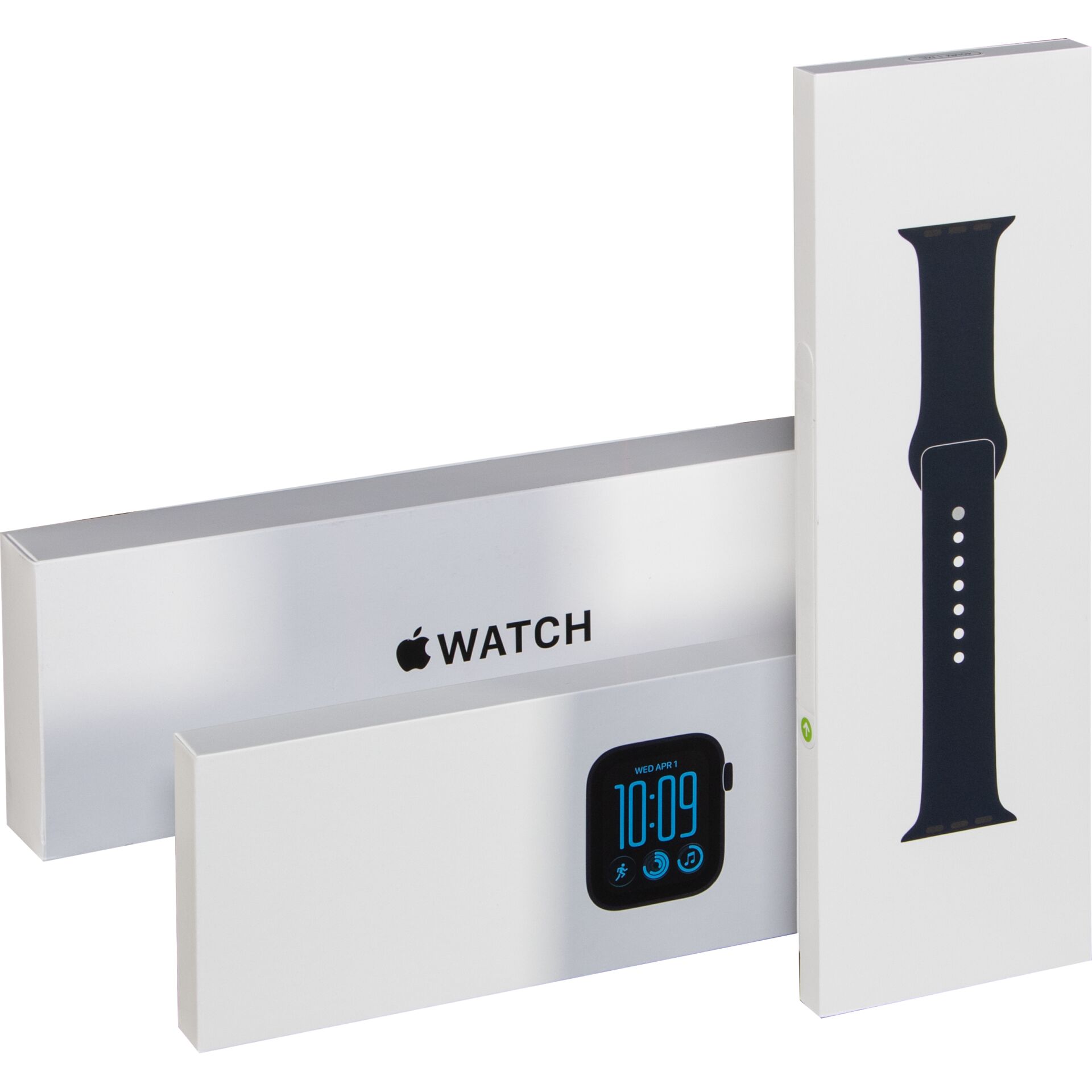 Apple Watch, Smartwatch, Silikonband, Blaues Band, Verpackungskarton