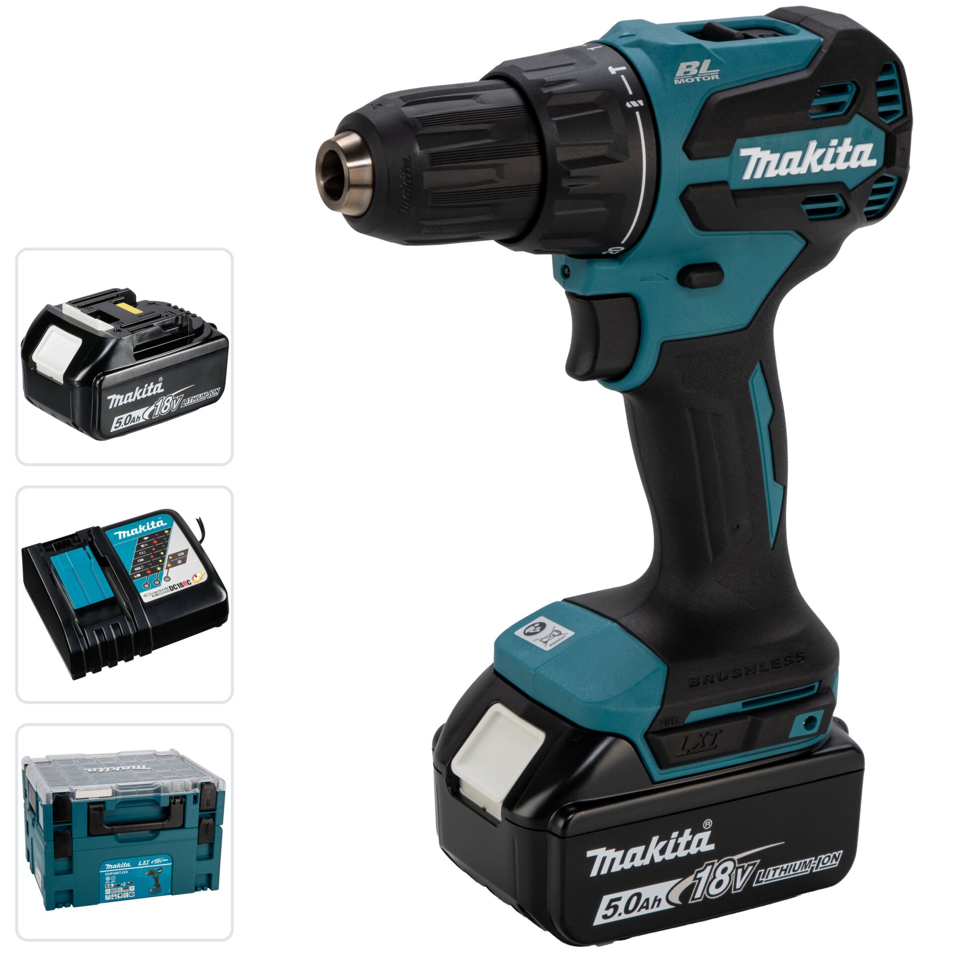 Akku-Bohrmaschine, Akkuschrauber, 18V, Drehmomentwahl, Makita, Akku-Bohrschrauber, 18V, Lithium-Ionen, Makita, Koffer/Box