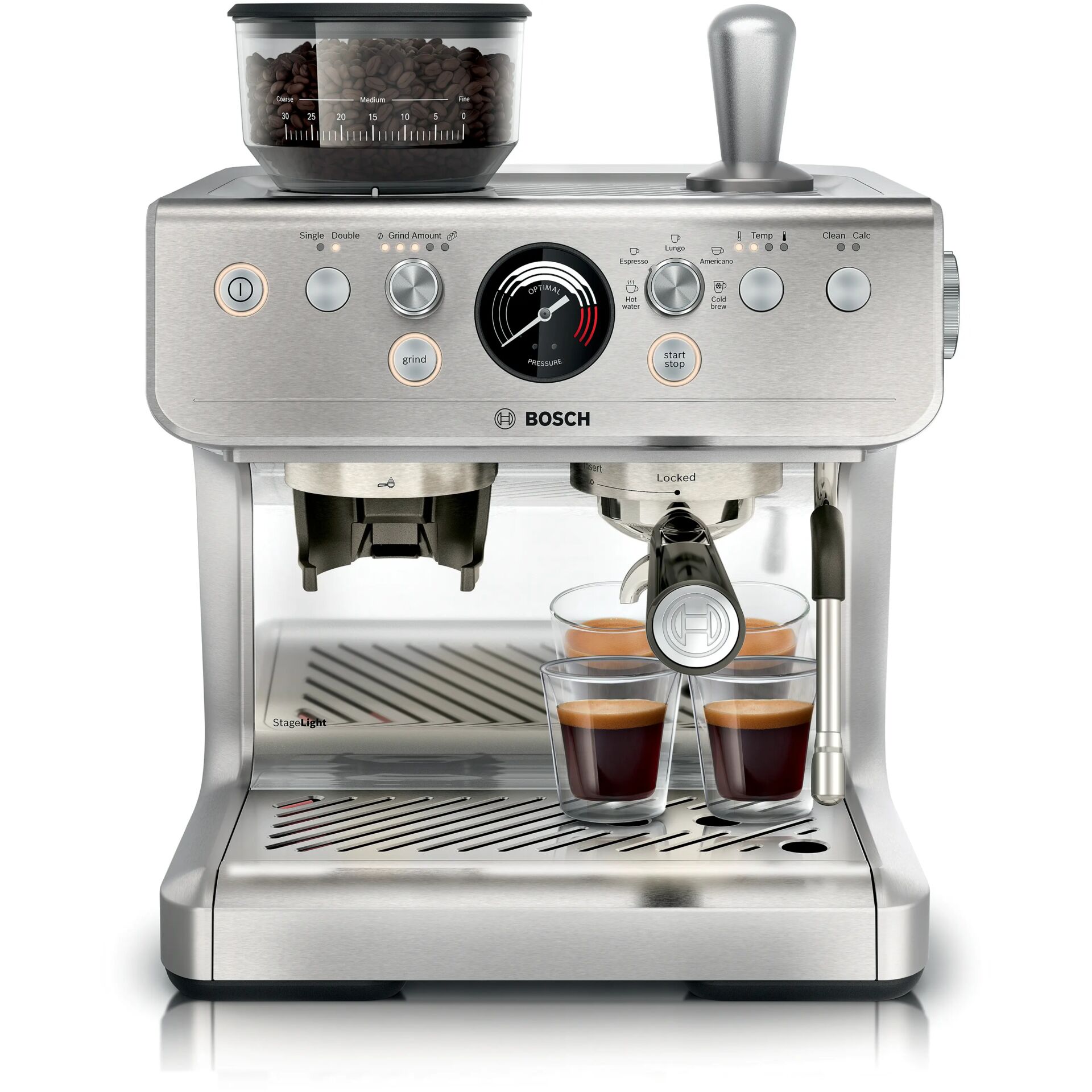 Espressomaschine, Kaffeemaschine, Silber, Dampfarm, Cocktailgetränke