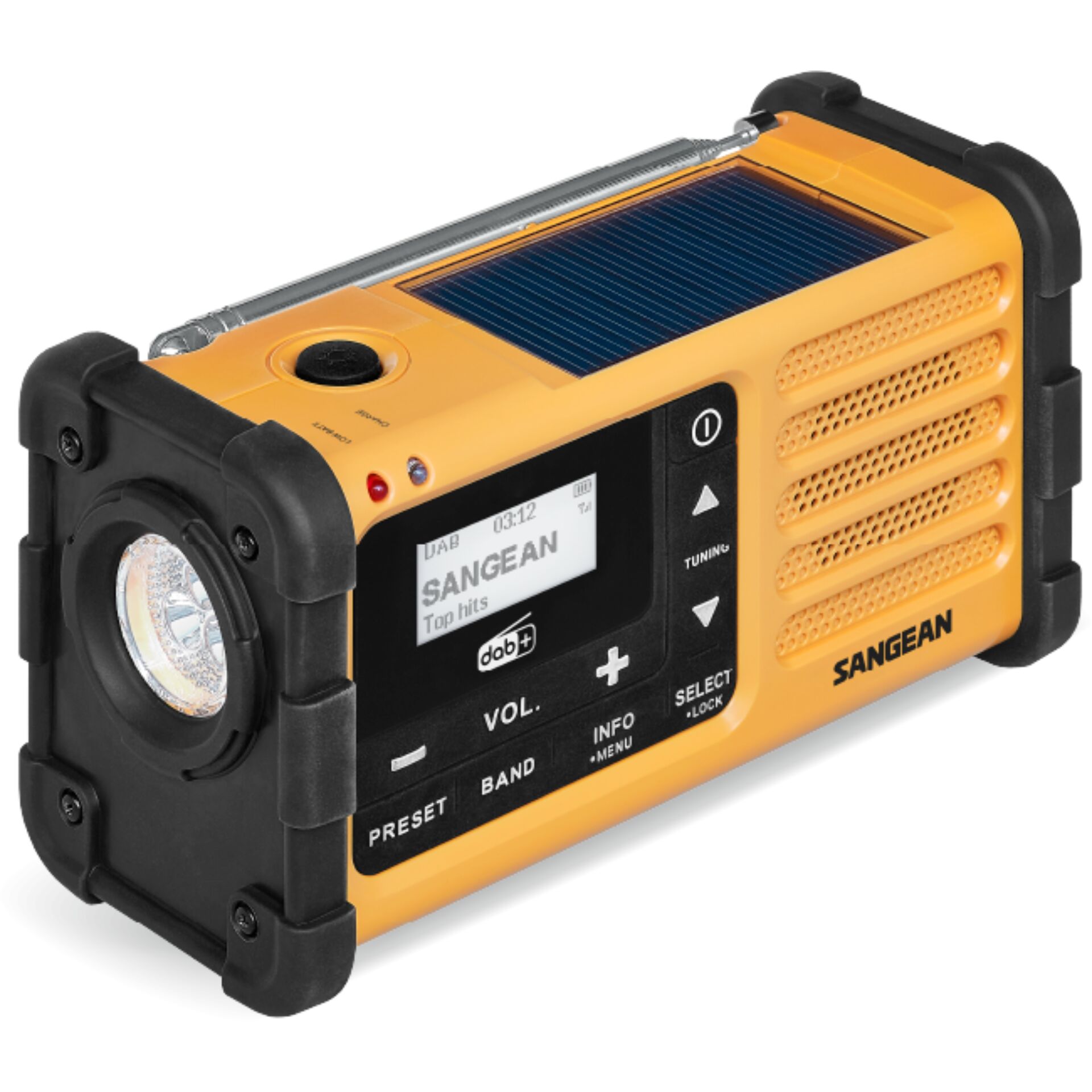 Rádioùbeck, solärladegerät, Gelb, LED-Licht, LCD-Display