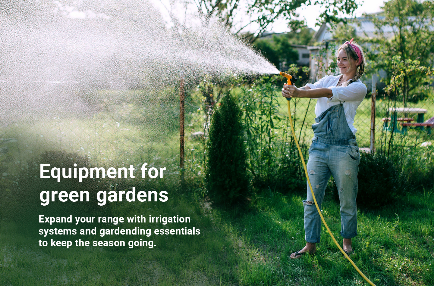 Garten, Bewässerung, Schlauch, Person, Wasserstrahl