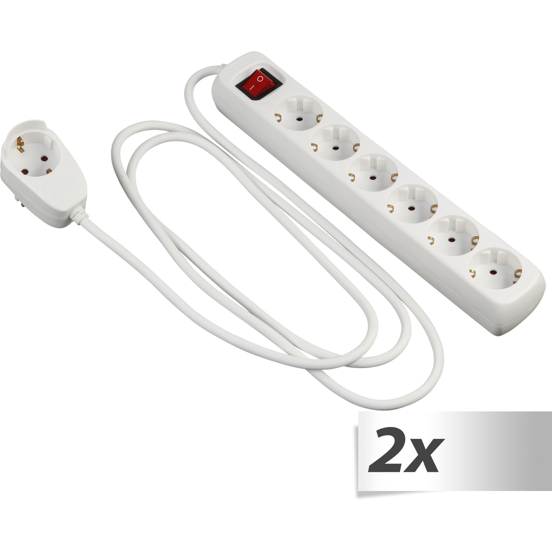 2x1 REV Steckdosenleiste  PowerSplit 6-fach 2m weiß