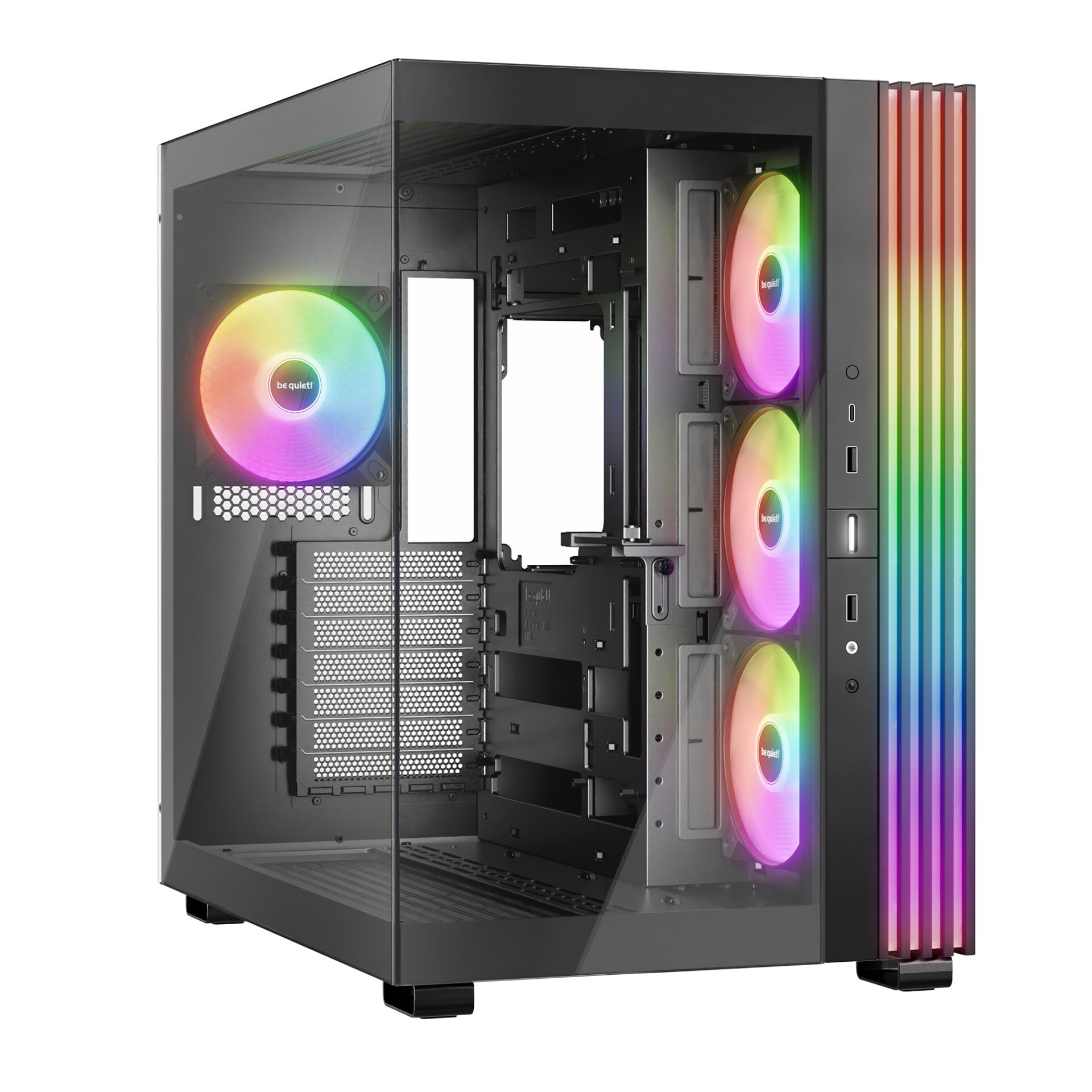 PC-Gehäuse, Mid-Tower, RGB-Lüfter, Glasseite, Mesh vorne
