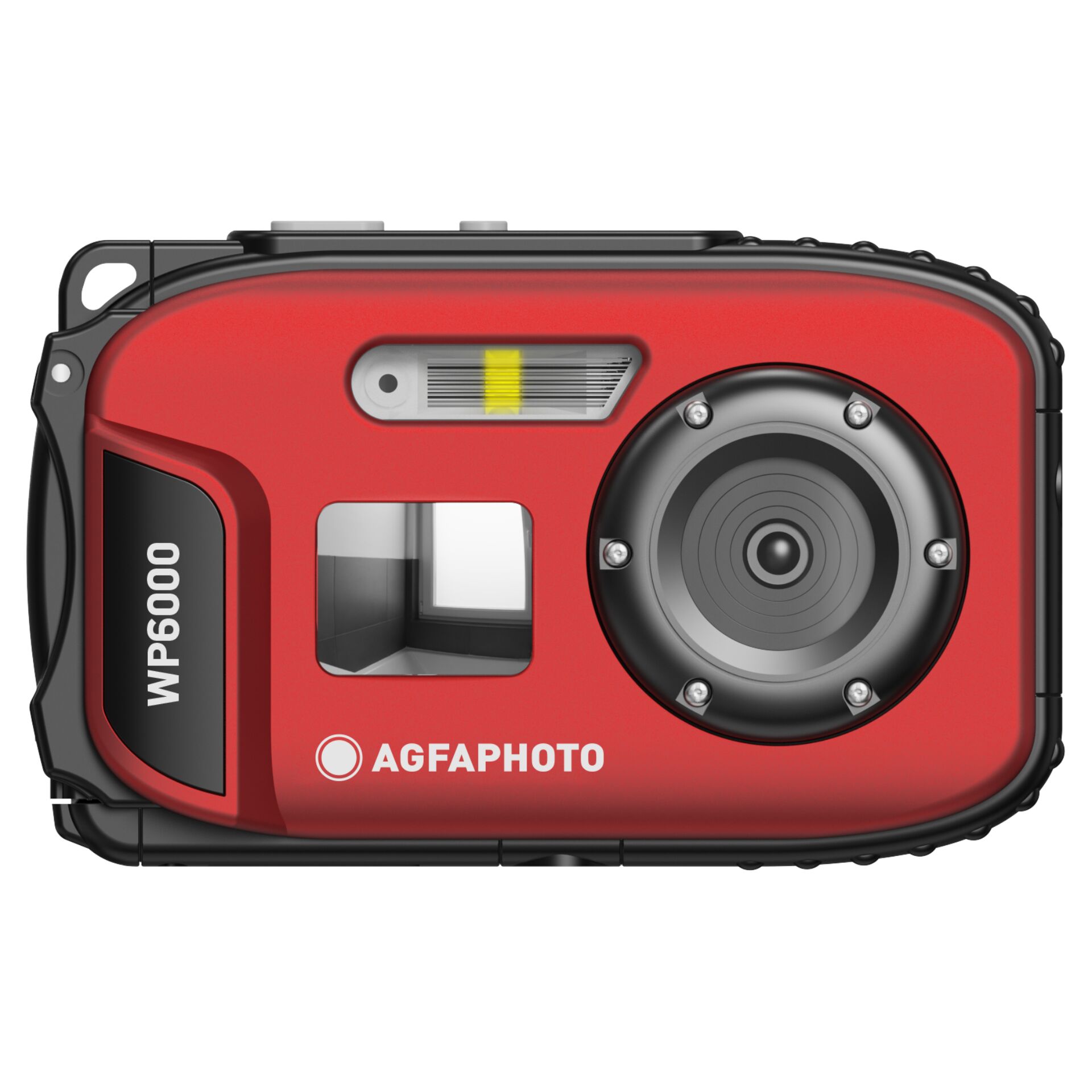 kamera, action cam, rote Gehäuse, Objektiv, AGFAPHOTO