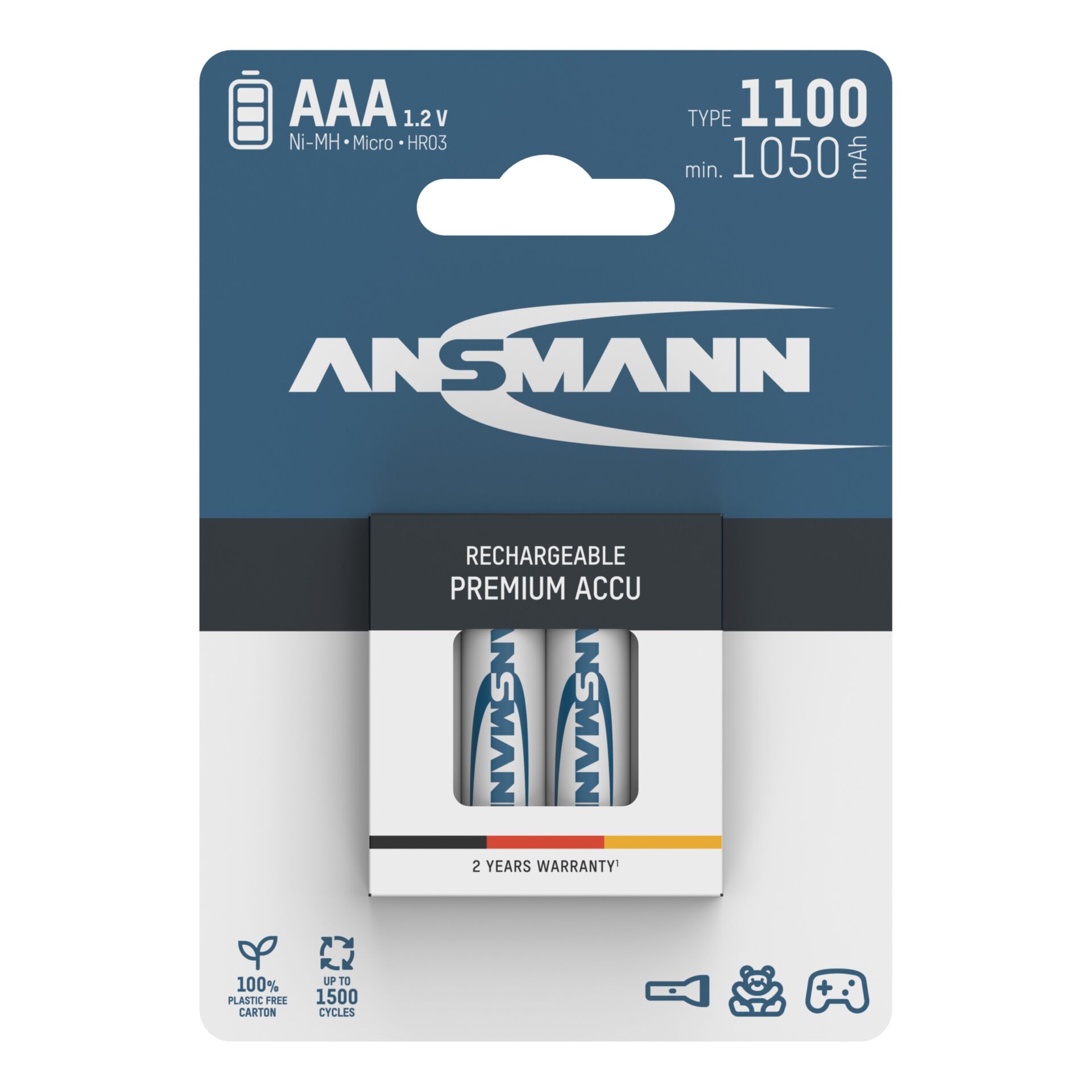 1x4 Ansmann NiMH rech. battery  1100 Micro AAA 1050 mAh