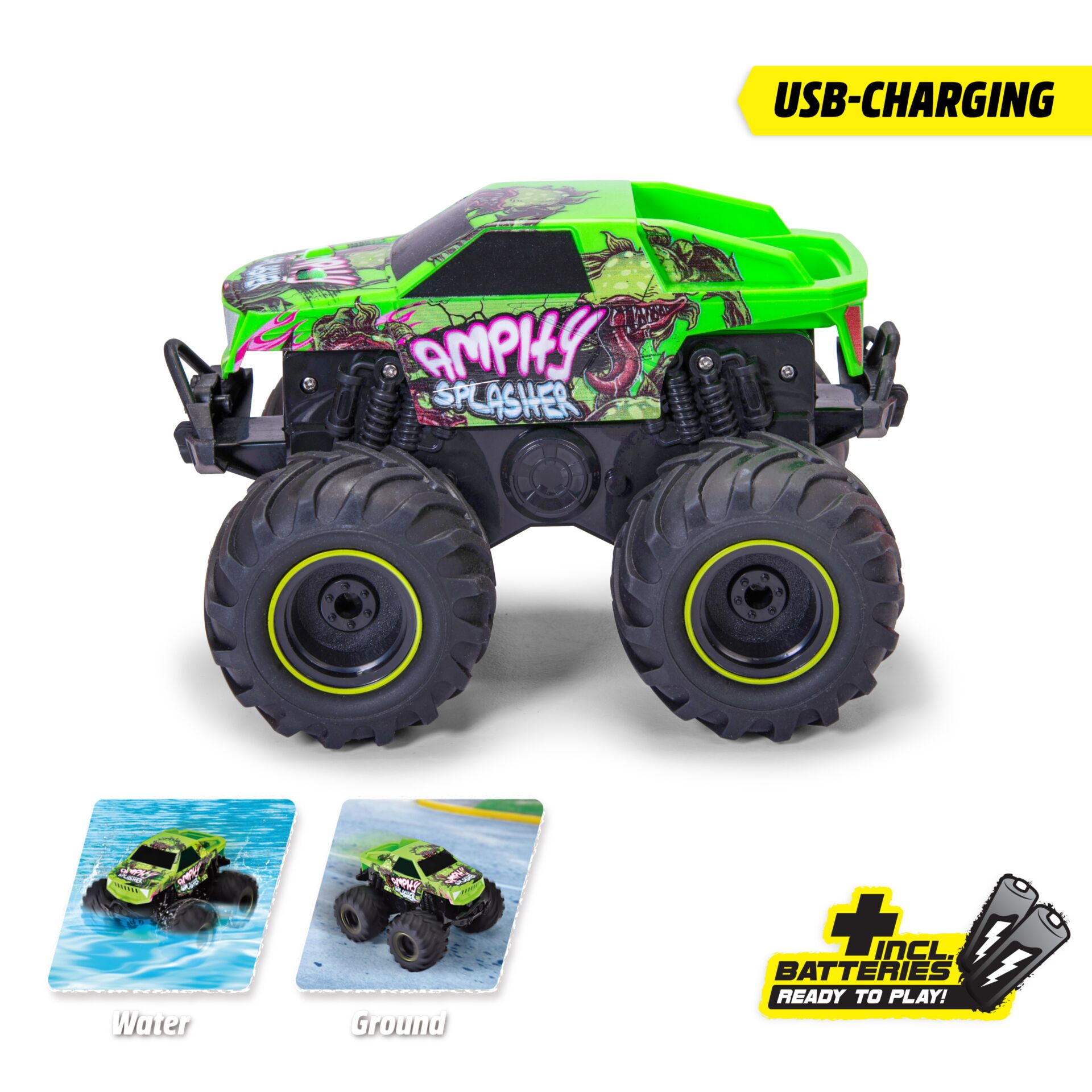 MonsterTruck, Racing, Green, Graffiti, Battery