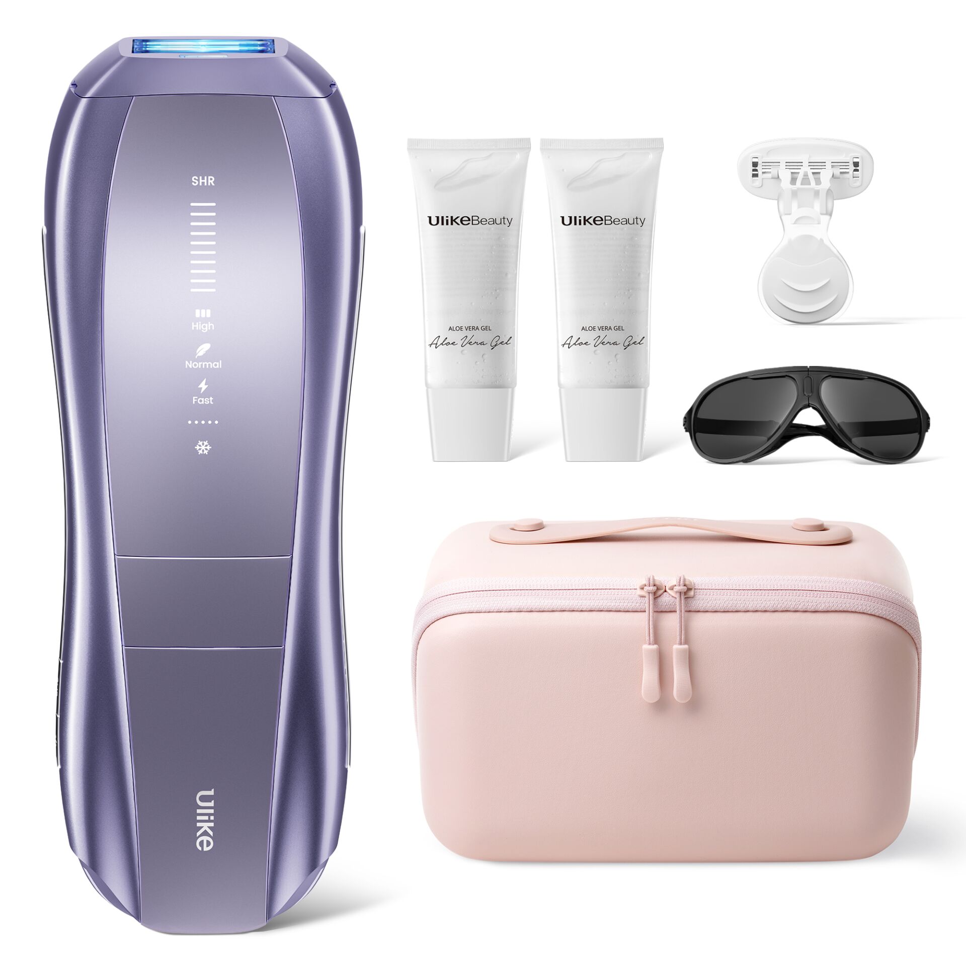 epilierer, lila gerät, haarentfernung, set, tasche