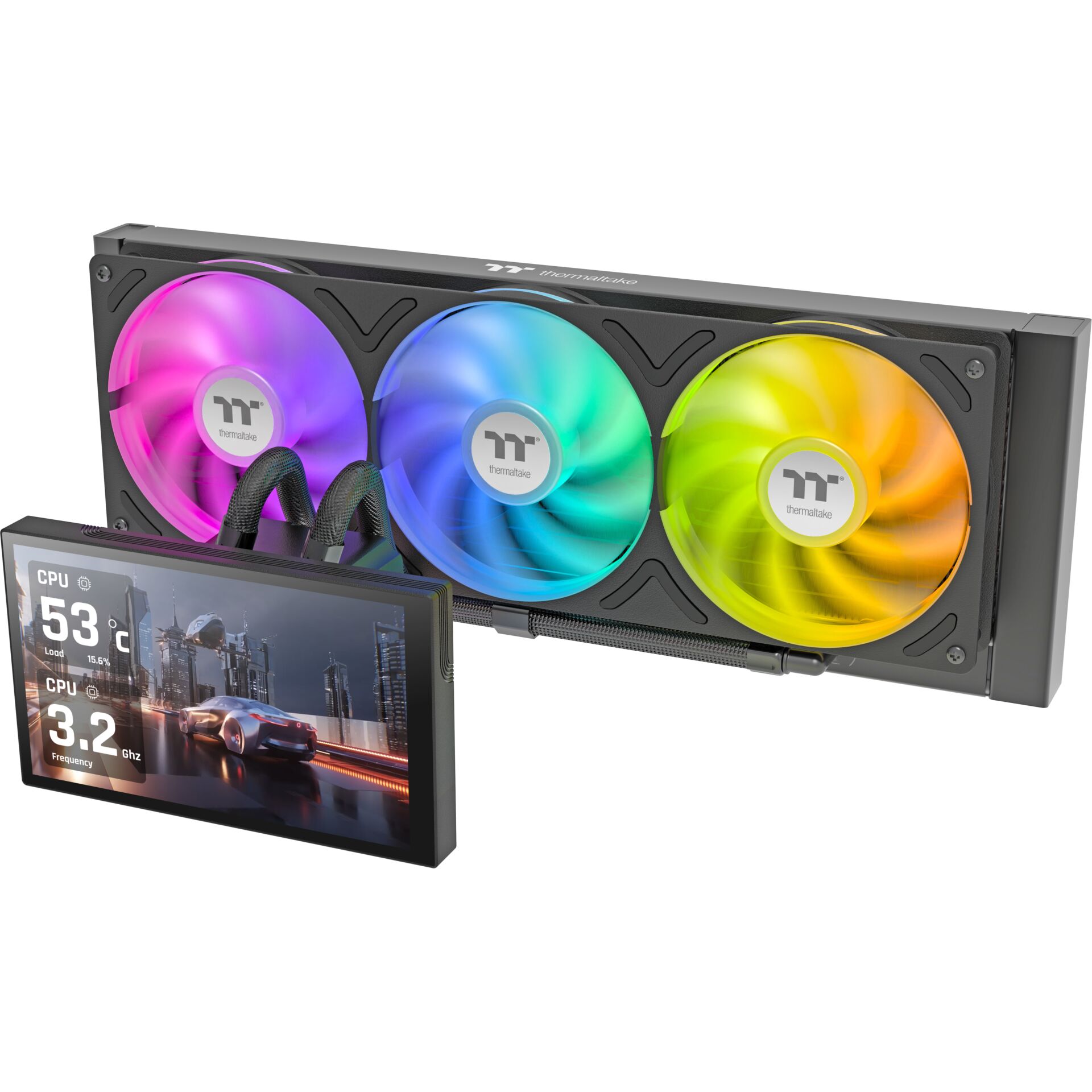 GPU-Kühler, RGB-Lüfter, Dreifachlüfter, Flüssigkeitskühlung, Display-Bildschirm