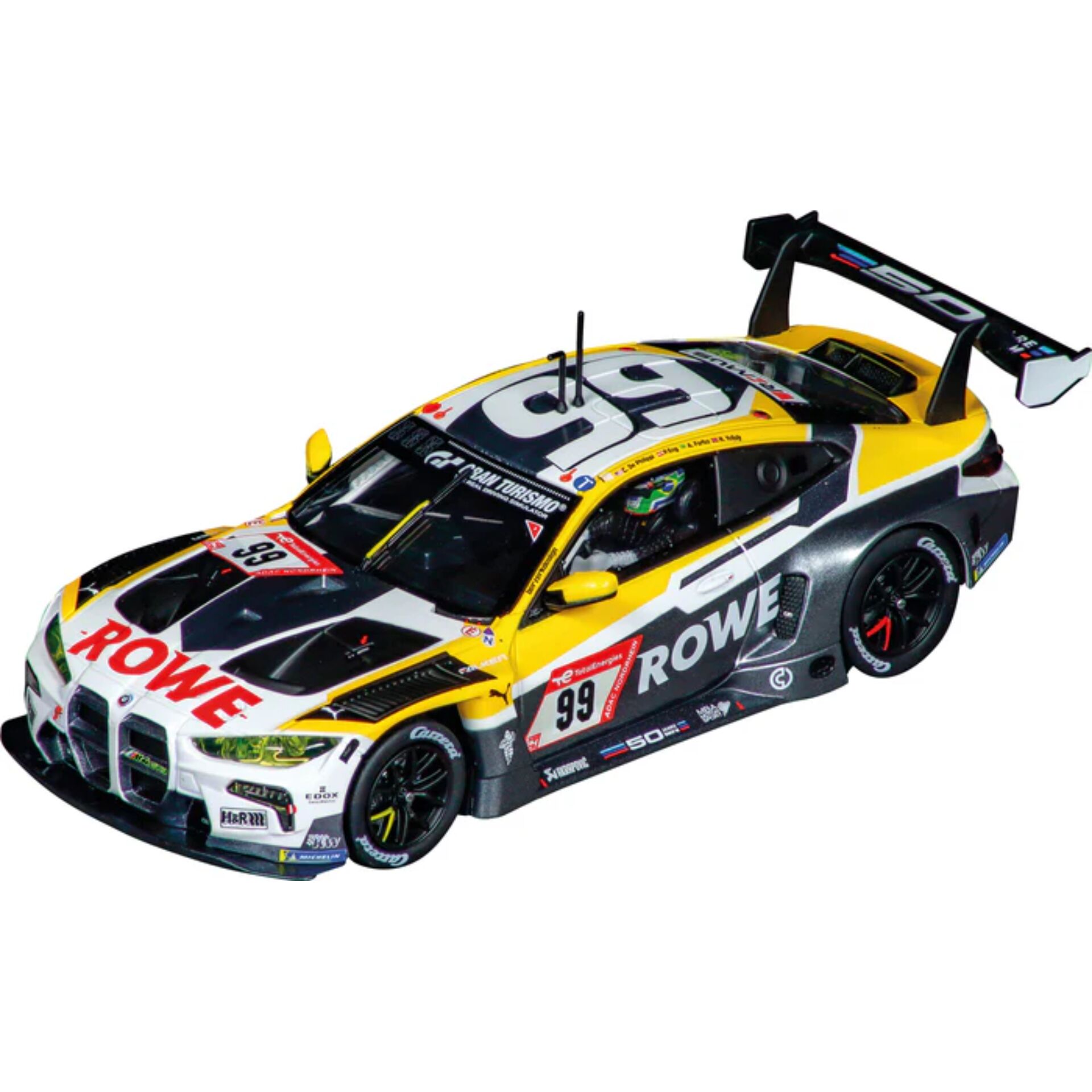 Rennwagen, Modellauto, GelbSchwarz, Spoiler, Aufschrift-Rowe