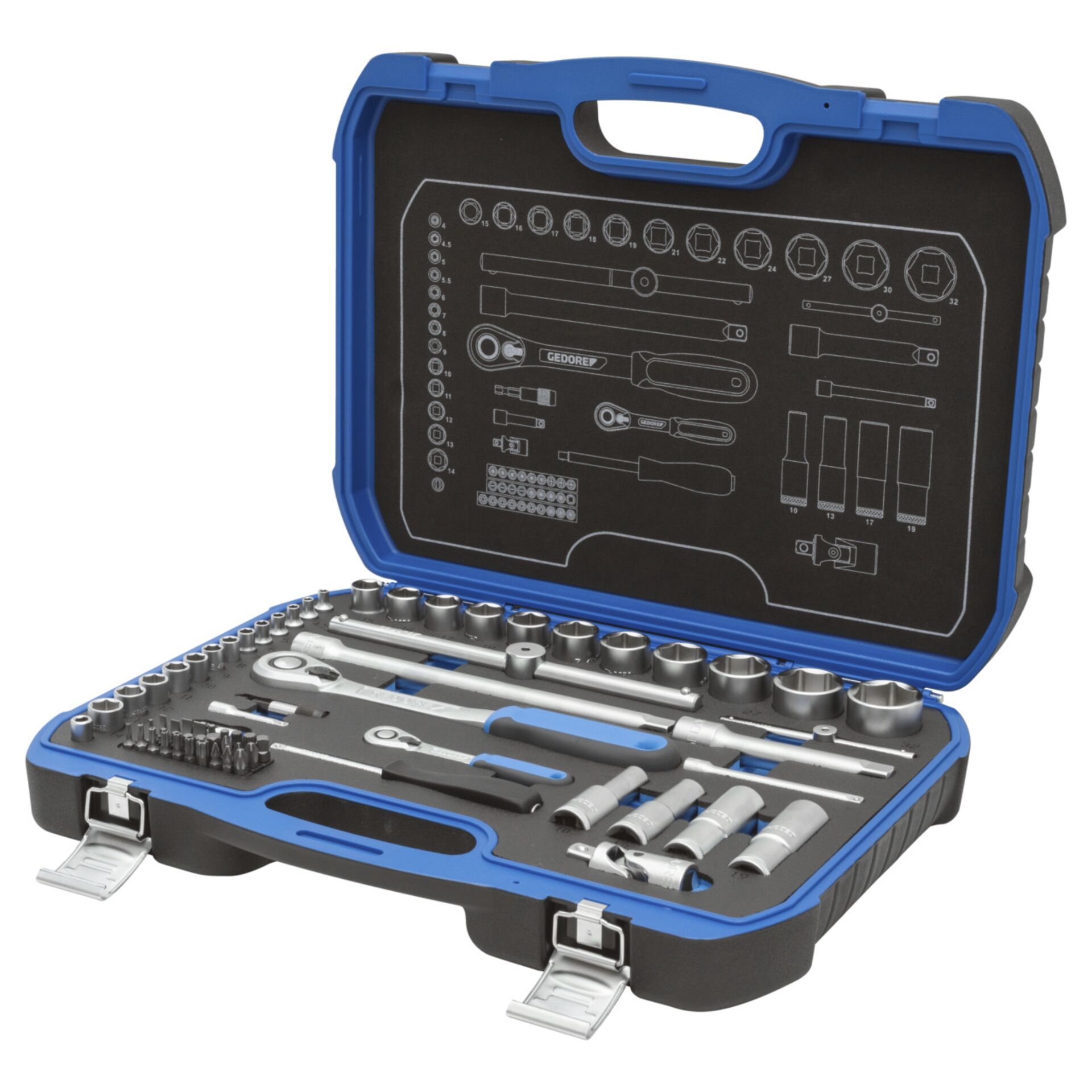 GEDORE Socket Set 1/4" + 1/2"  69-pieces