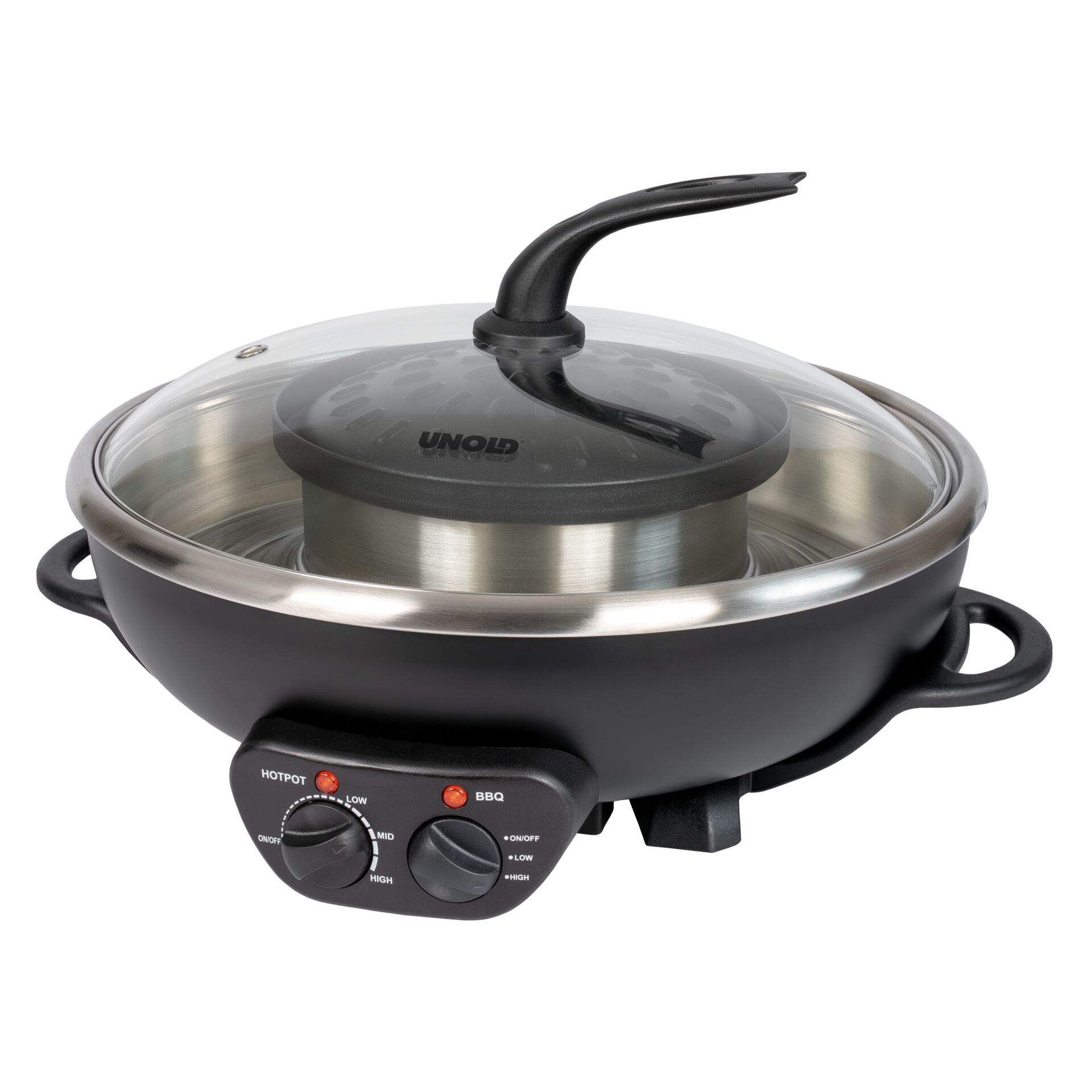 Elektrischer Wok, Wokpfanne, Glaskuppel, Stromkochstelle, BBQ-Funktion