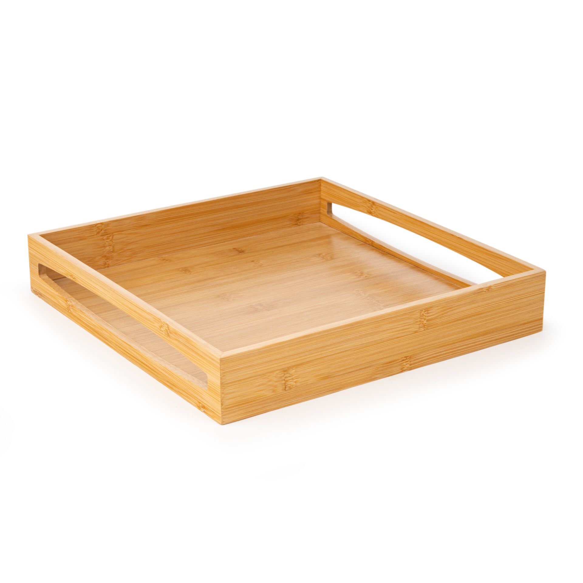 Bambus-Schale, Holzschale, Serviertray, Rechteckige Schale, Griffausschnitt