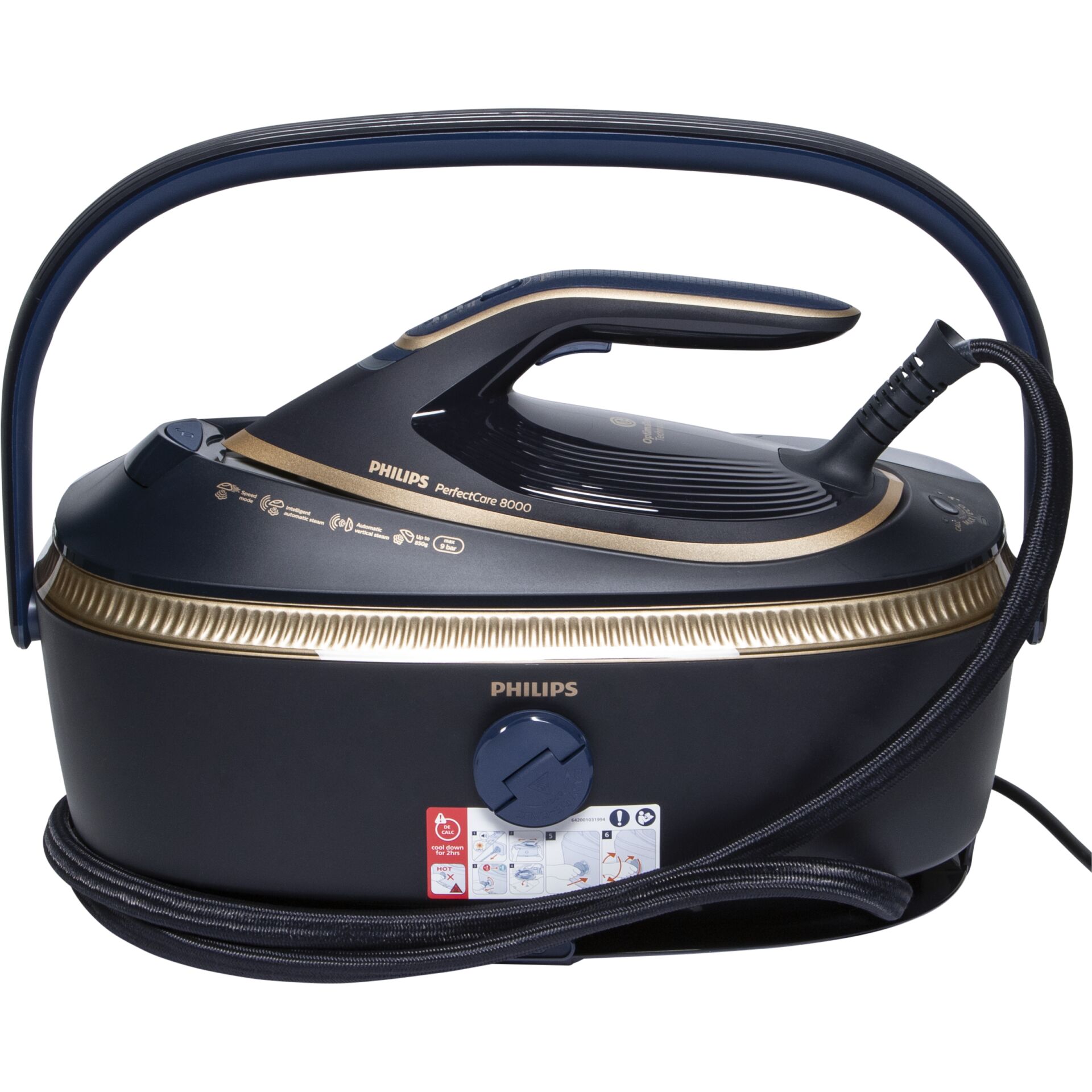Dampfbügeleisen, Philips, 85-90 cm Kabel, Dampfbügeleisen mit Thermostat, Nachtblau
