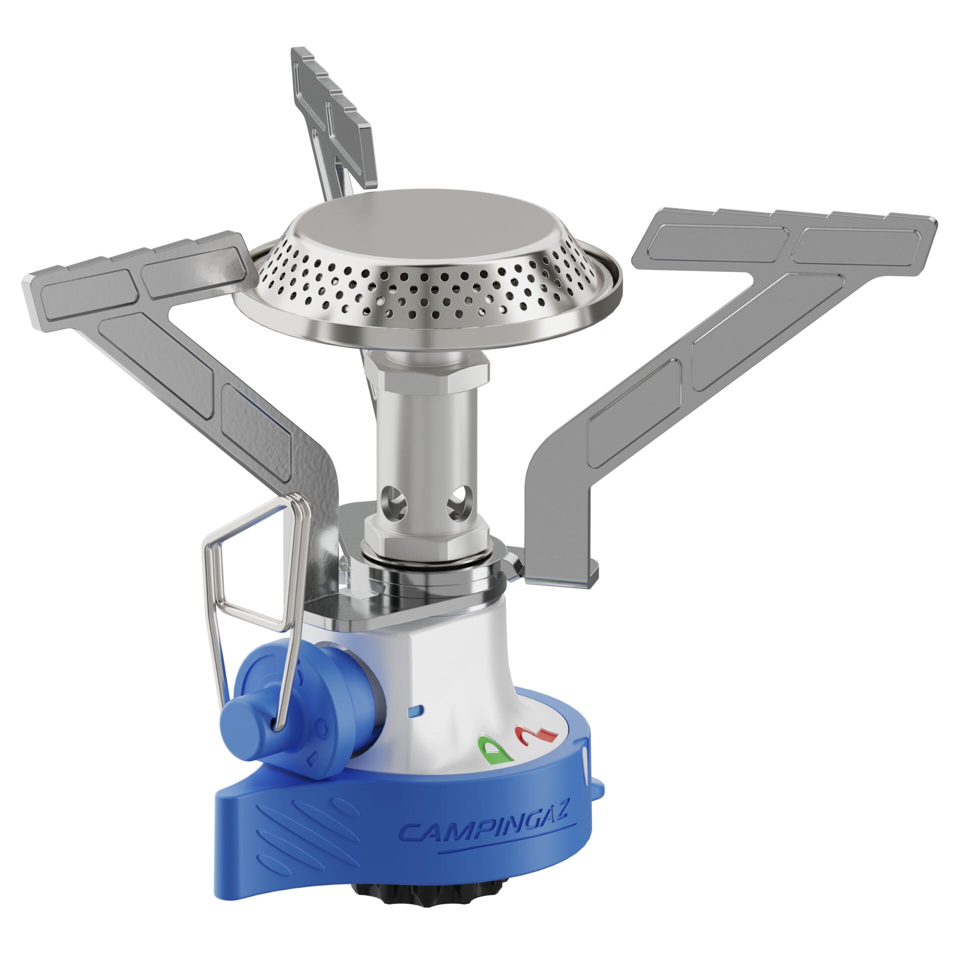 Camping stove, Gas stove, Portable stove, Foldable arms, Blue base