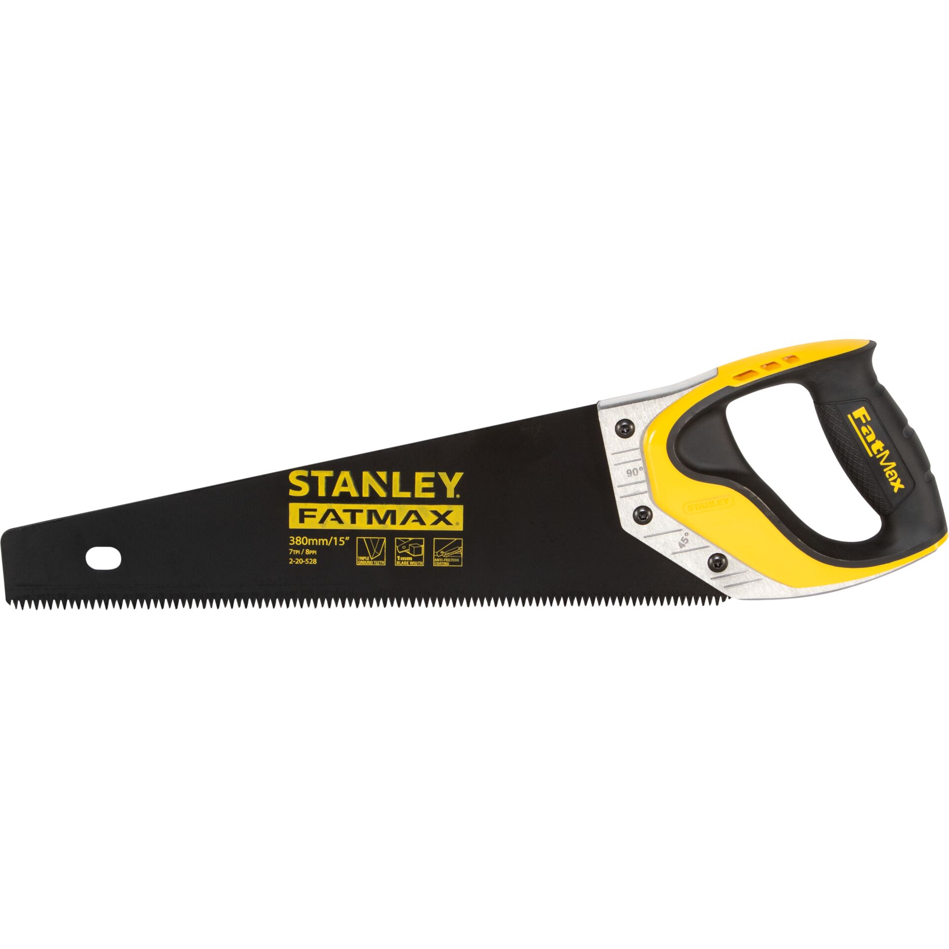 Handsaw, Stahlklinge, gelber Griff, Lochung, feine Zähne, Stichsäge, Sägeblatt, Zahnung, Metall, Gelb-Schwarz