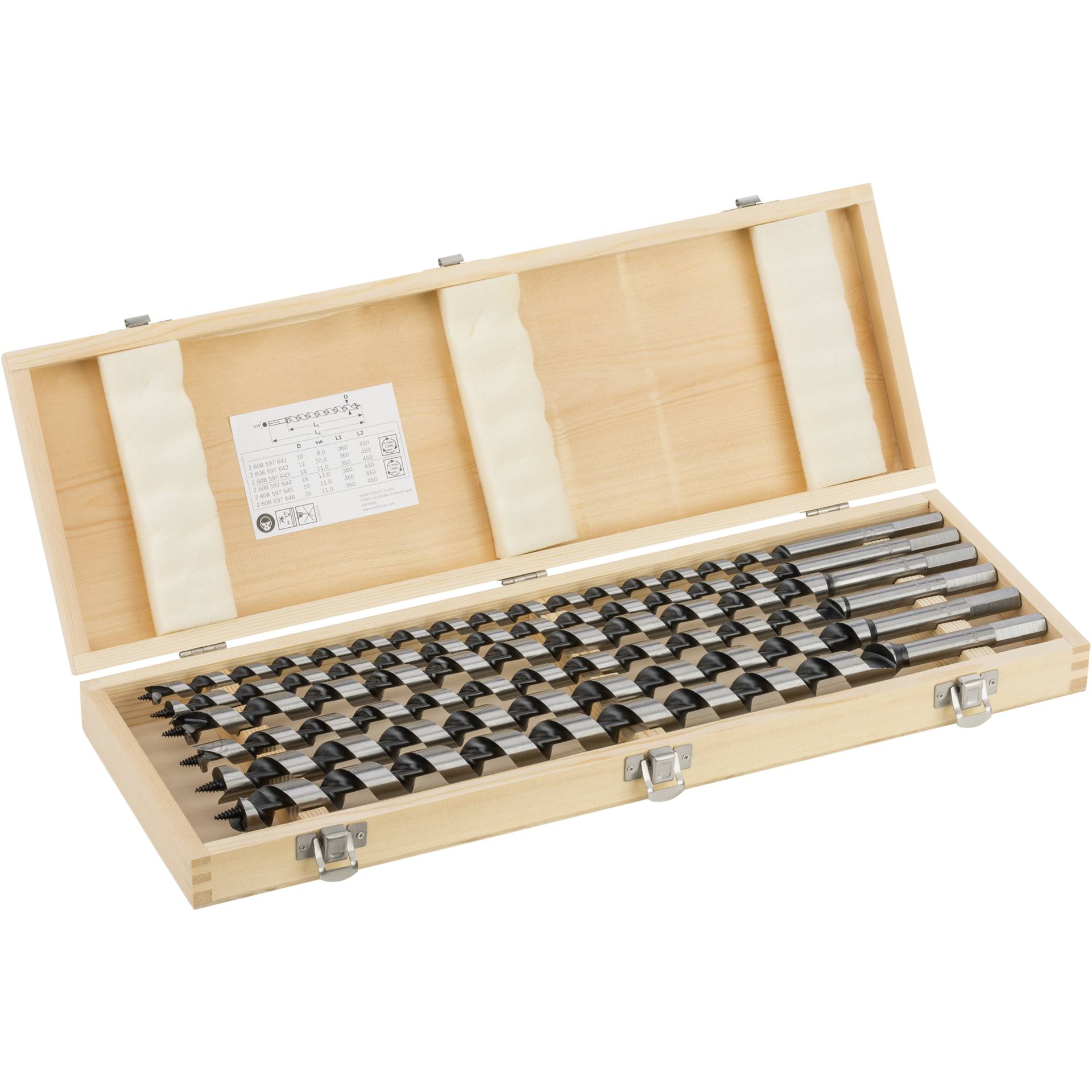 Bosch Spur Auger Bit Sets, Hex  Shank, 6-piece