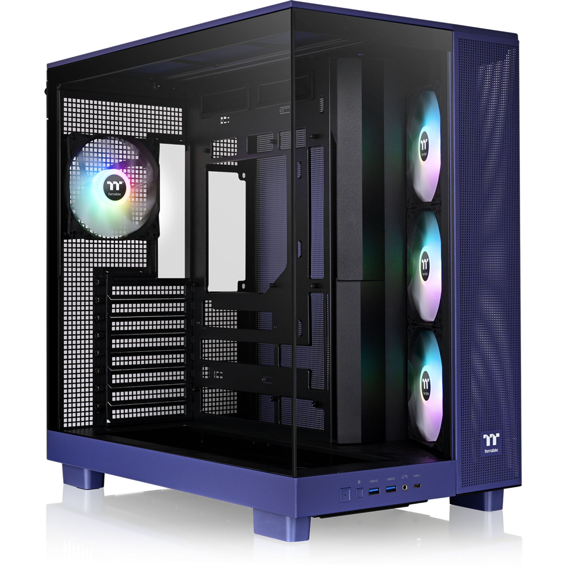 PC-Gehäuse, Mid-Tower, RGB-Lüfter, Tempered-Glass, blau
