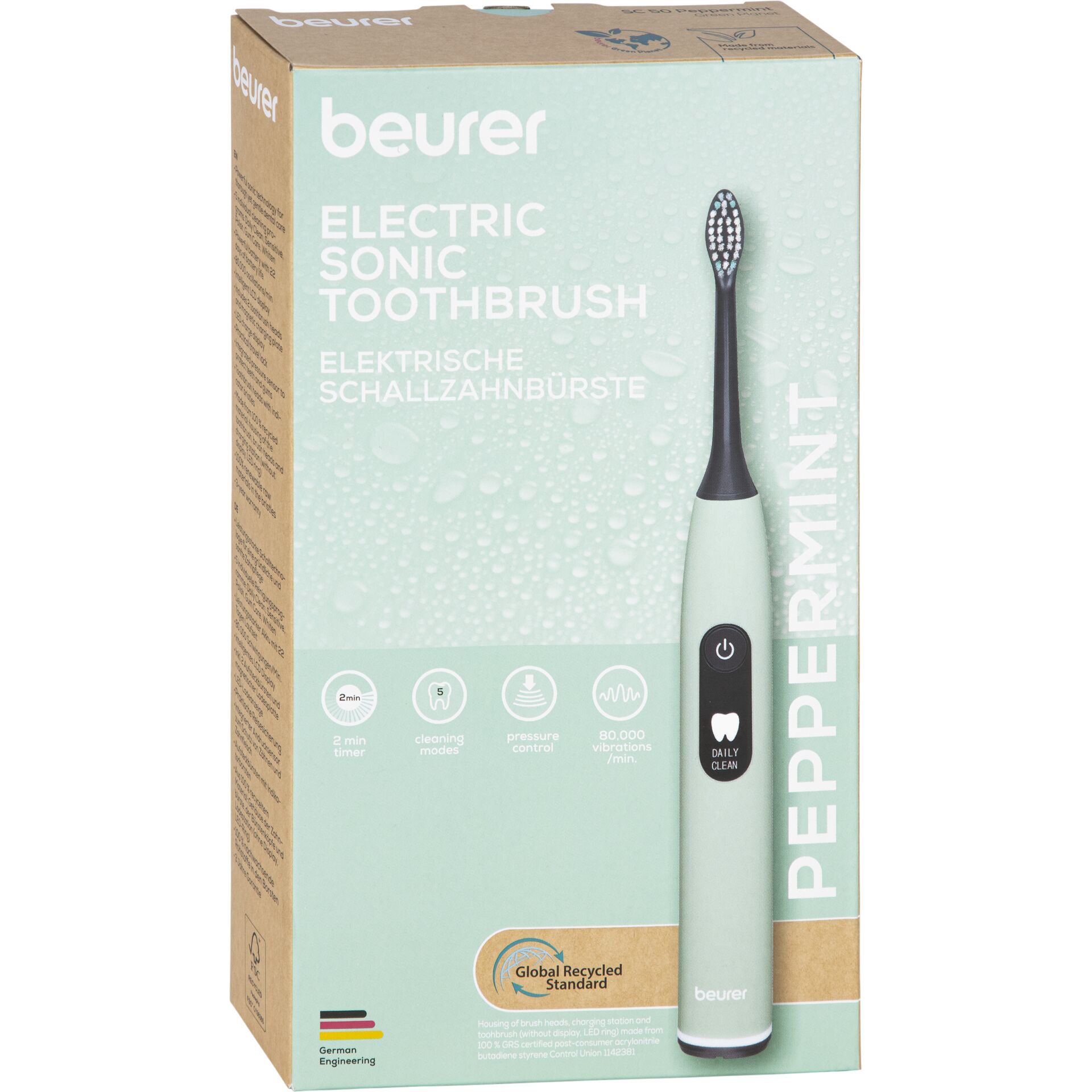 Elektrische Zahnbürste, Schallzahnbürste, Zahnbürste, Griff, Mintgrün