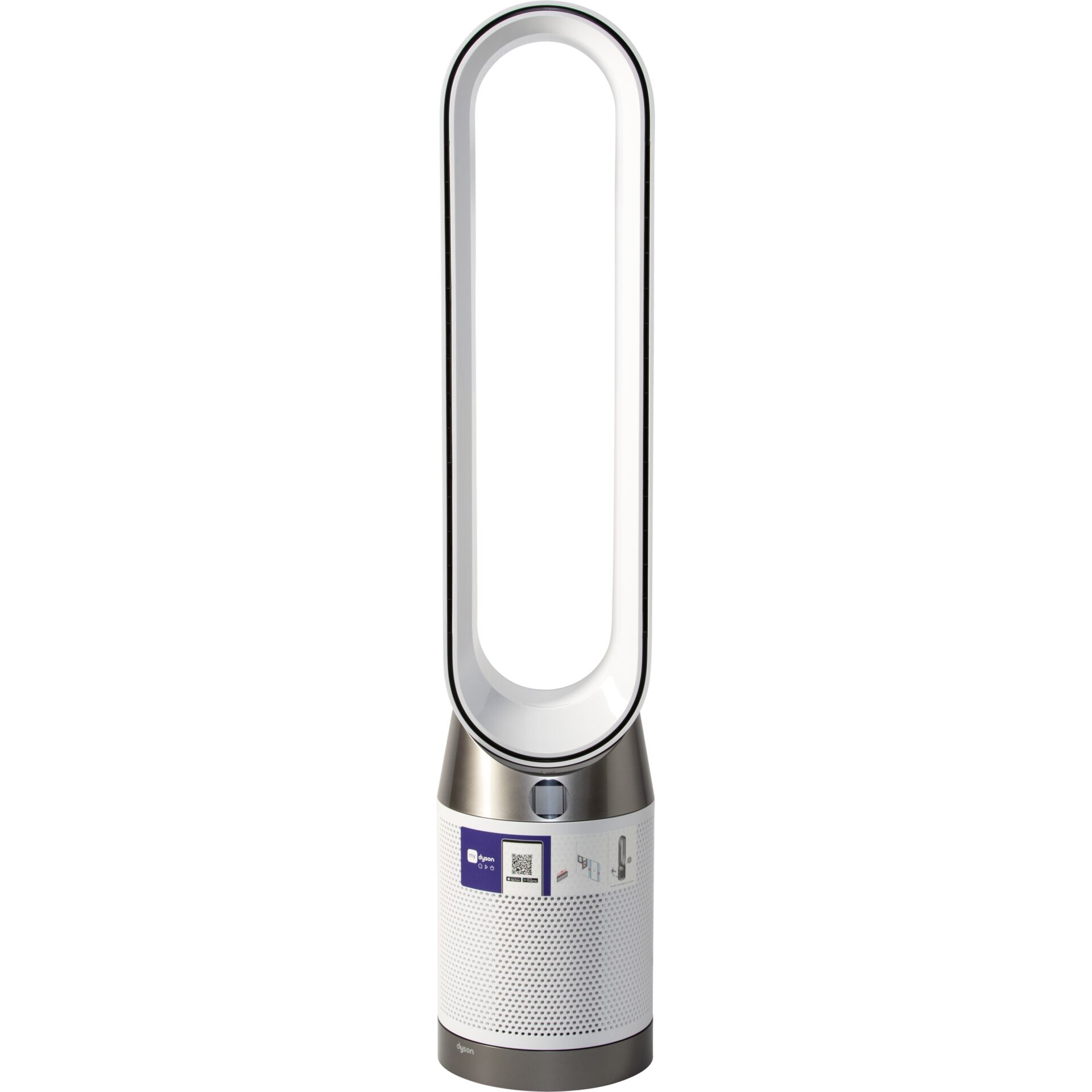 Luftreiniger, Raumlüfter, Kühles Metall, Weißer Kunststoff, Blende mit LED