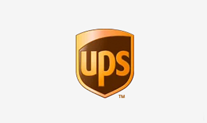logo, UPS, shield, orange, branding