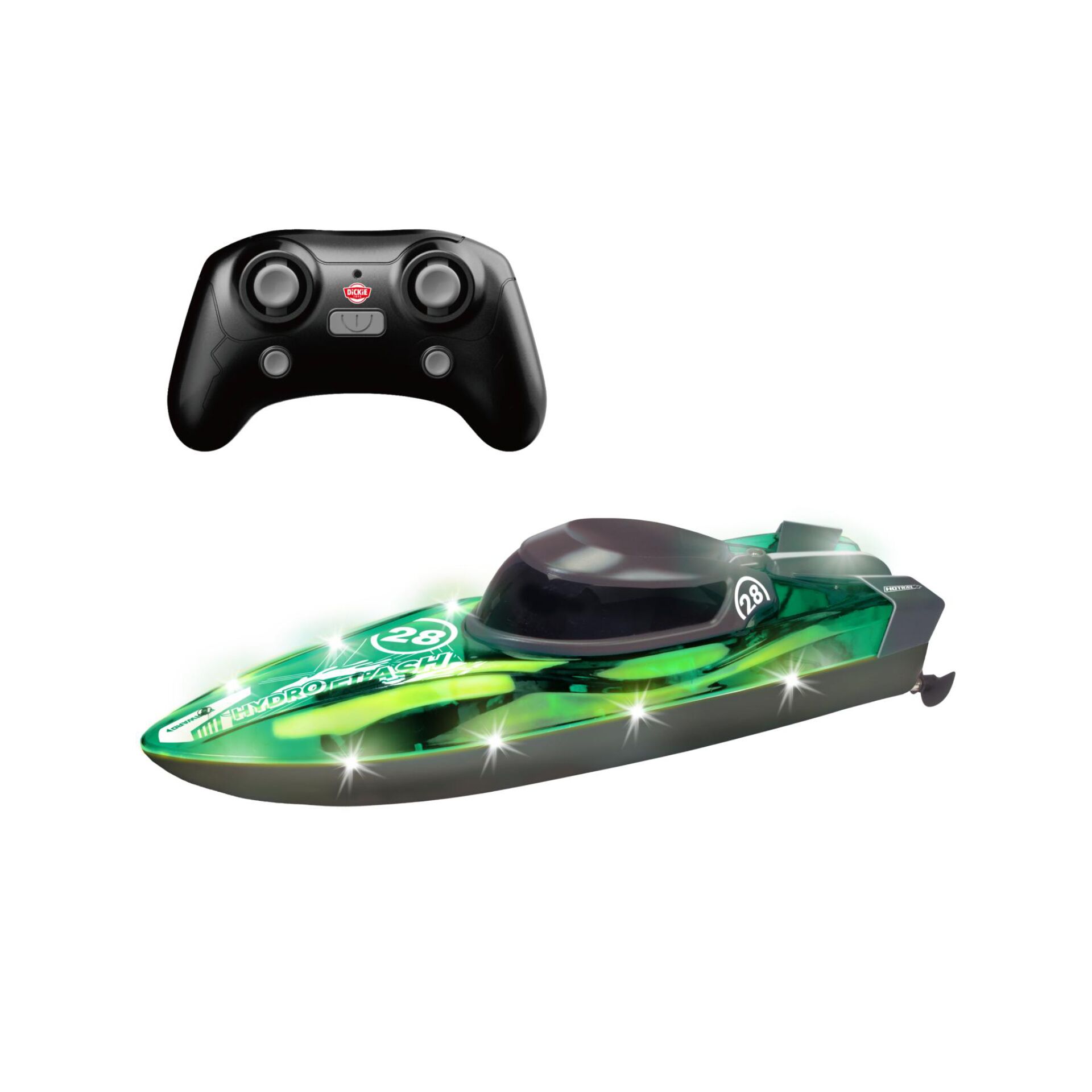 RC-Boot, Fernsteuerung, Grünes Boot, LED-Lichter, Schnellboot
