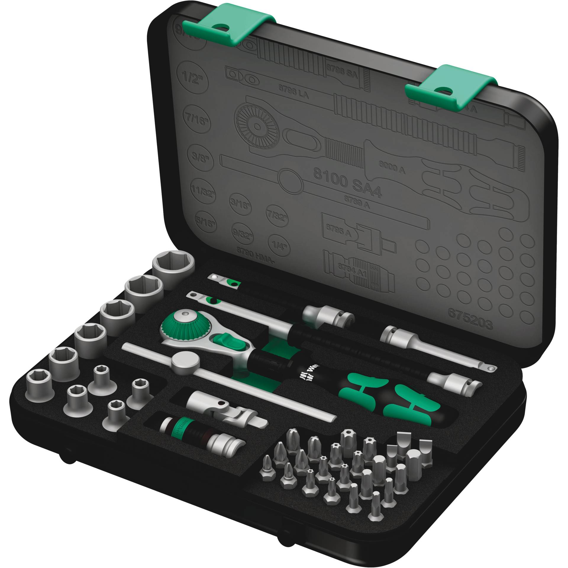 Wera 8100 SA 4 Zyklop Speed  Ratchet Set, 1/4" Drive imperial