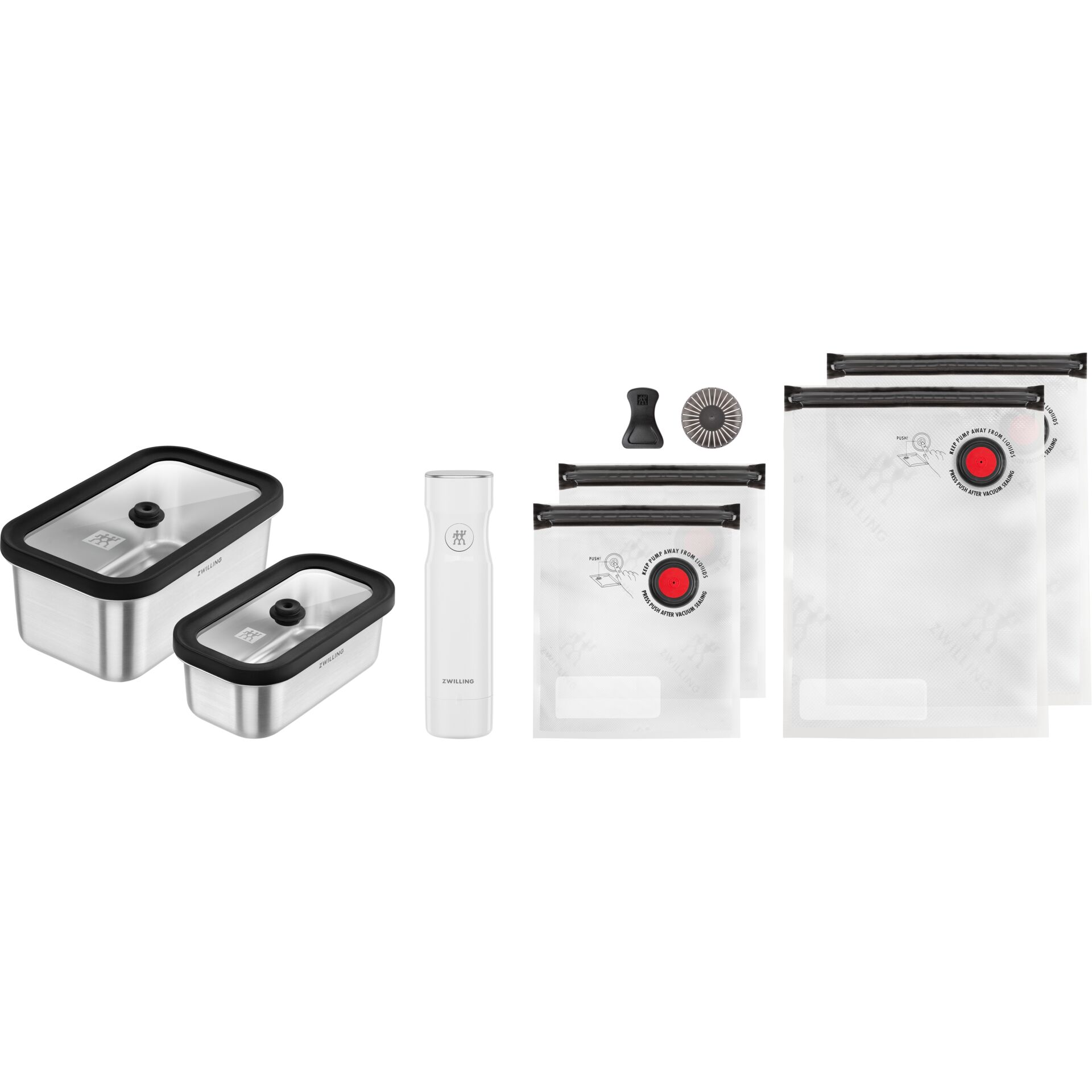 Vakuumier-Set, Edelstahlbehälter, Vakuumbeutel, Vakuumpumpe, Frischhaltedosen