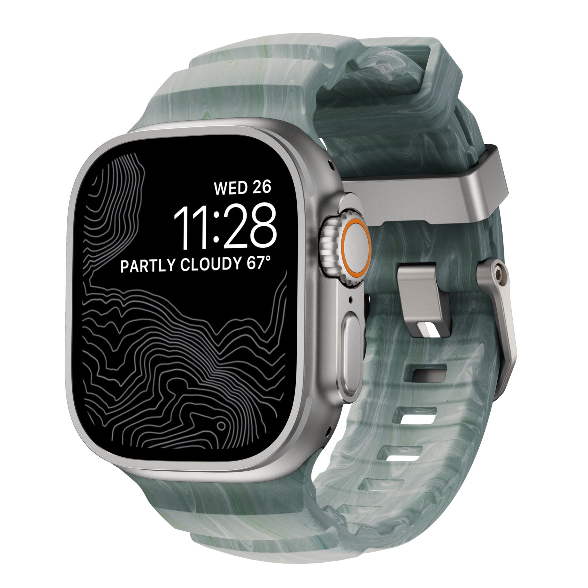 Smartwatch, Digital display, Aluminium case, Marmor/grün Strap, Touchscreen