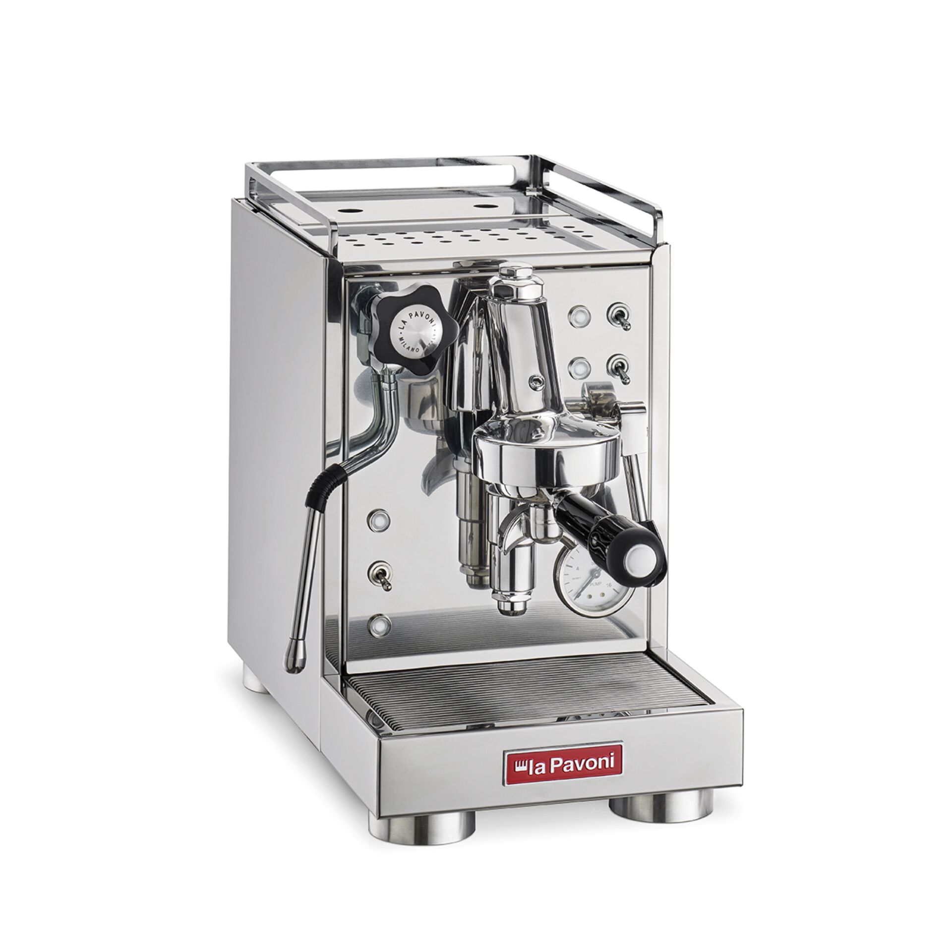 Pokal, Espresso-Maschine, Edelstahl, Portafilter, Milchaufschäumer, Gewerblicher Look