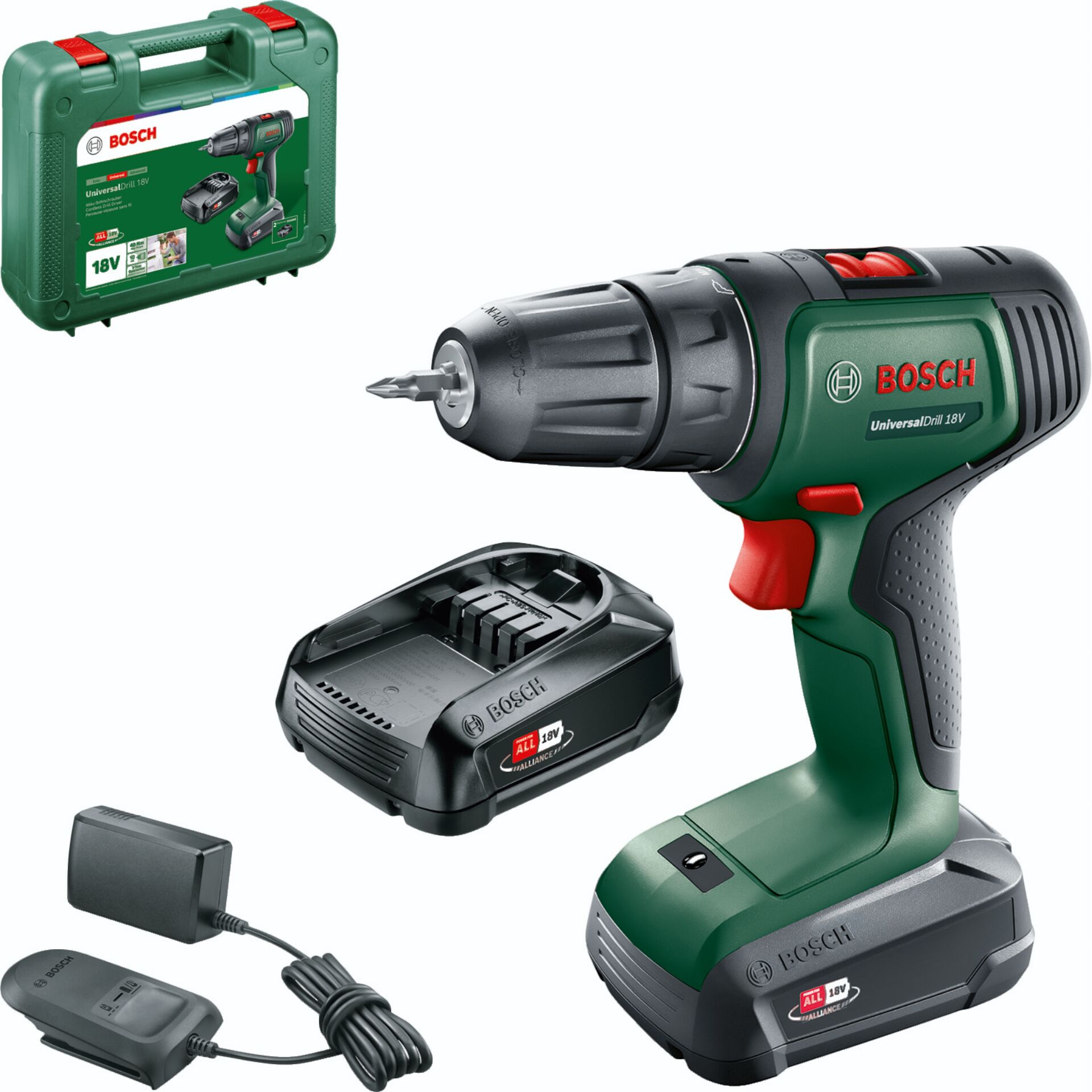 Akkuschrauber, 18V, Bohrmaschine, Kompakt, Ladegerät