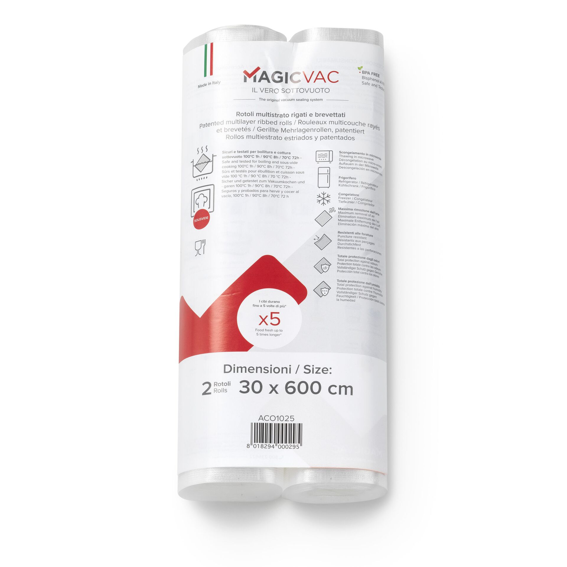 MagicVac 2 Vacuum Sealing Rolls  with Label 30 cm x 6 m