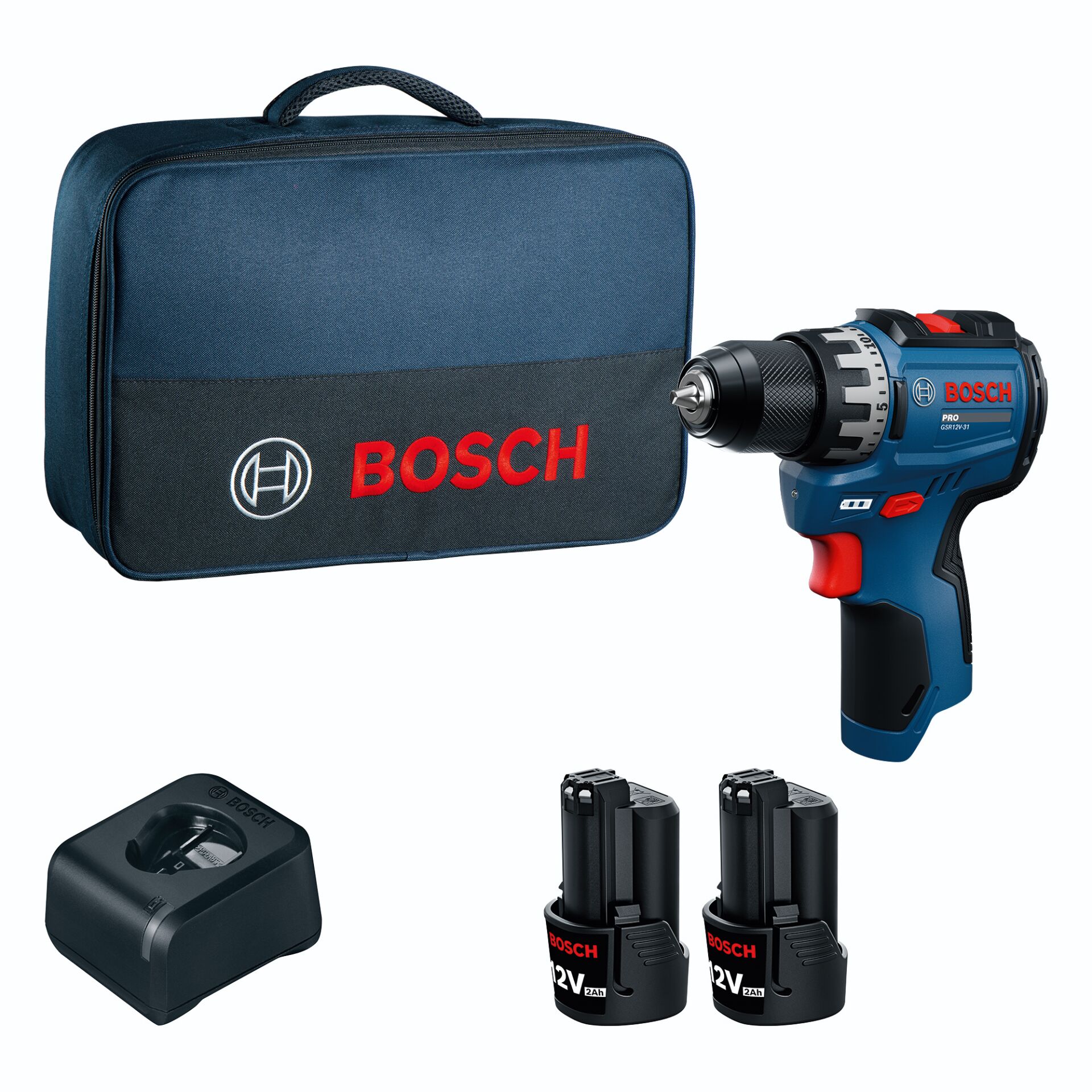 Akku-Bohrmaschine, Schrauber, Bosch, 2xAA-Akkus, Ladegerät