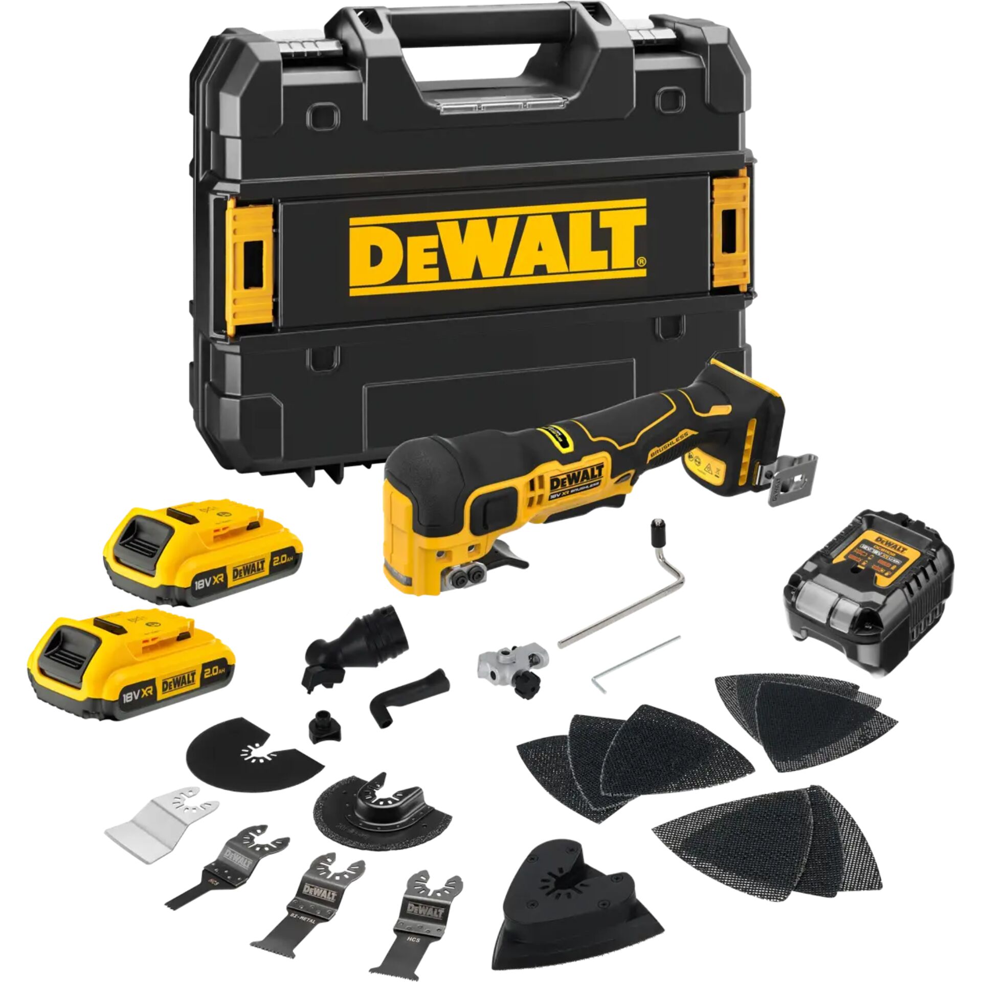 Akku-Bohrschrauber, Werkzeug-Set, Bohr- und Schleifwerkzeug, DeWalt, Kofferset mit Zubehör