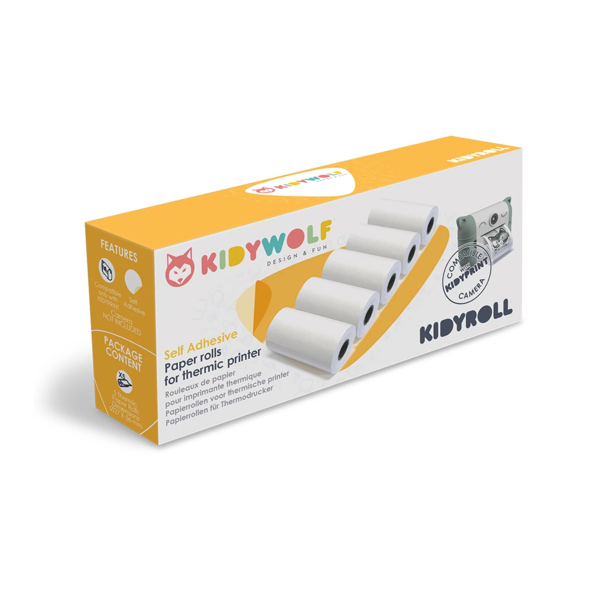 Kidywolf Self Adhesive Paper  Rolls for thermic printer 5 pcs.