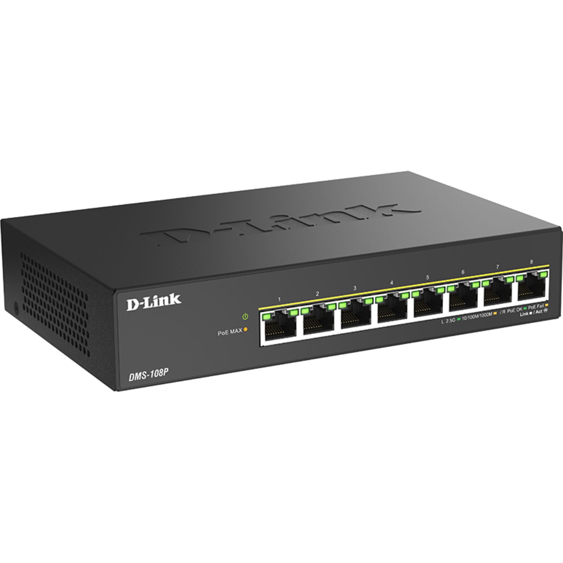 D-Link, DMS-108P, Netzwerk-Switch, 8-Port, PoE